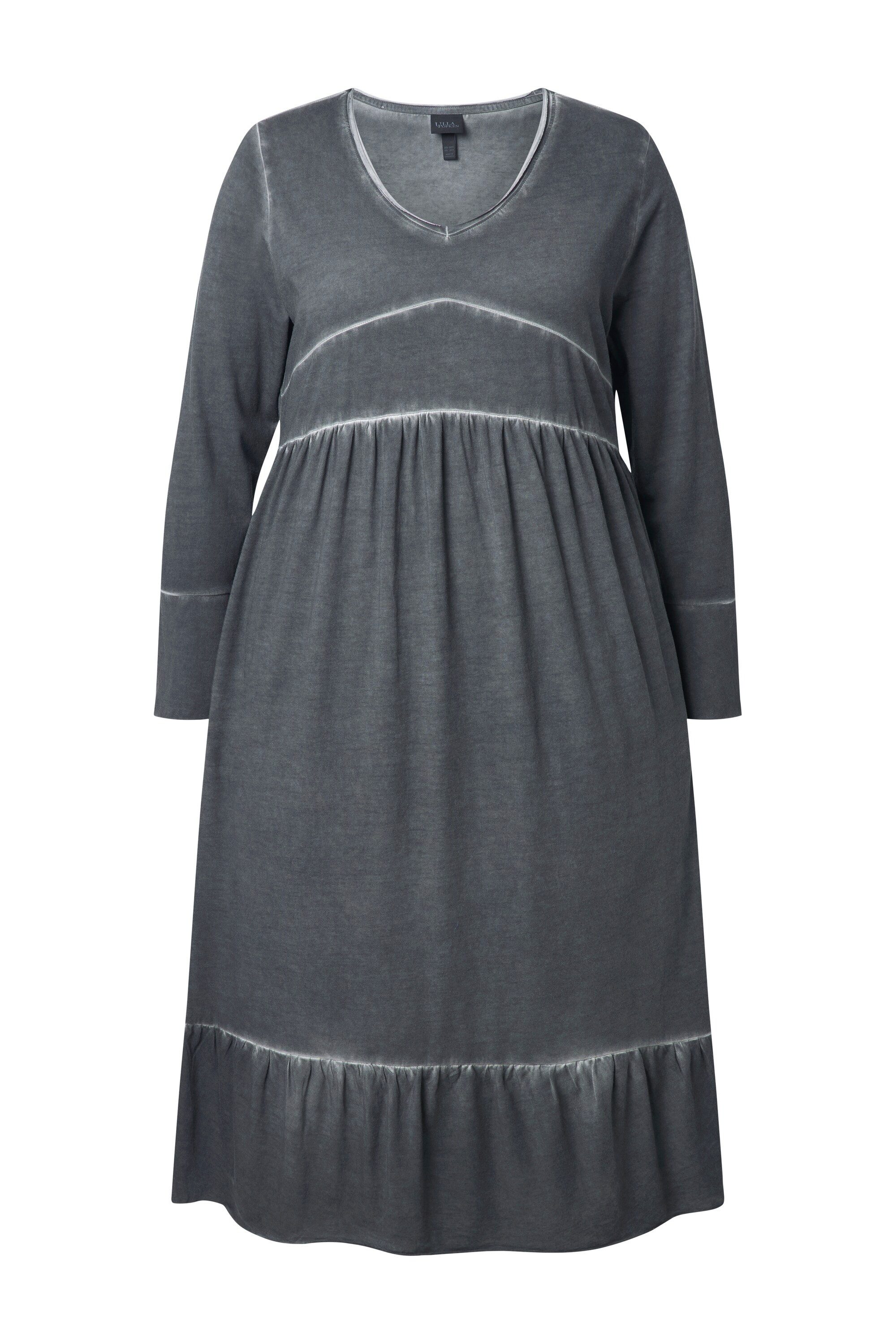 Ulla Popken Jerseykleid Midikleid Cupromix A-Linie V-Ausschnitt 3/4-Arm günstig online kaufen