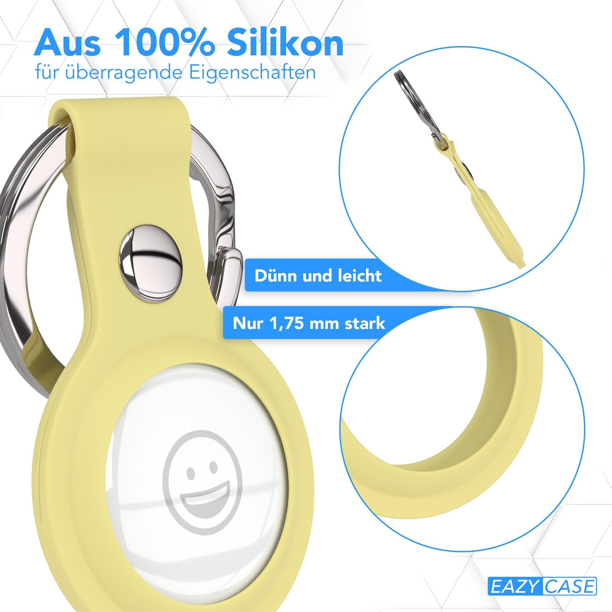 EAZY CASE Schlüsselanhänger mit Hülle mit Kratzfest Anhänger GPS AirTag, Airtag Schlaufe kurzer Tasche Apple Gelb Silikon kompatibel