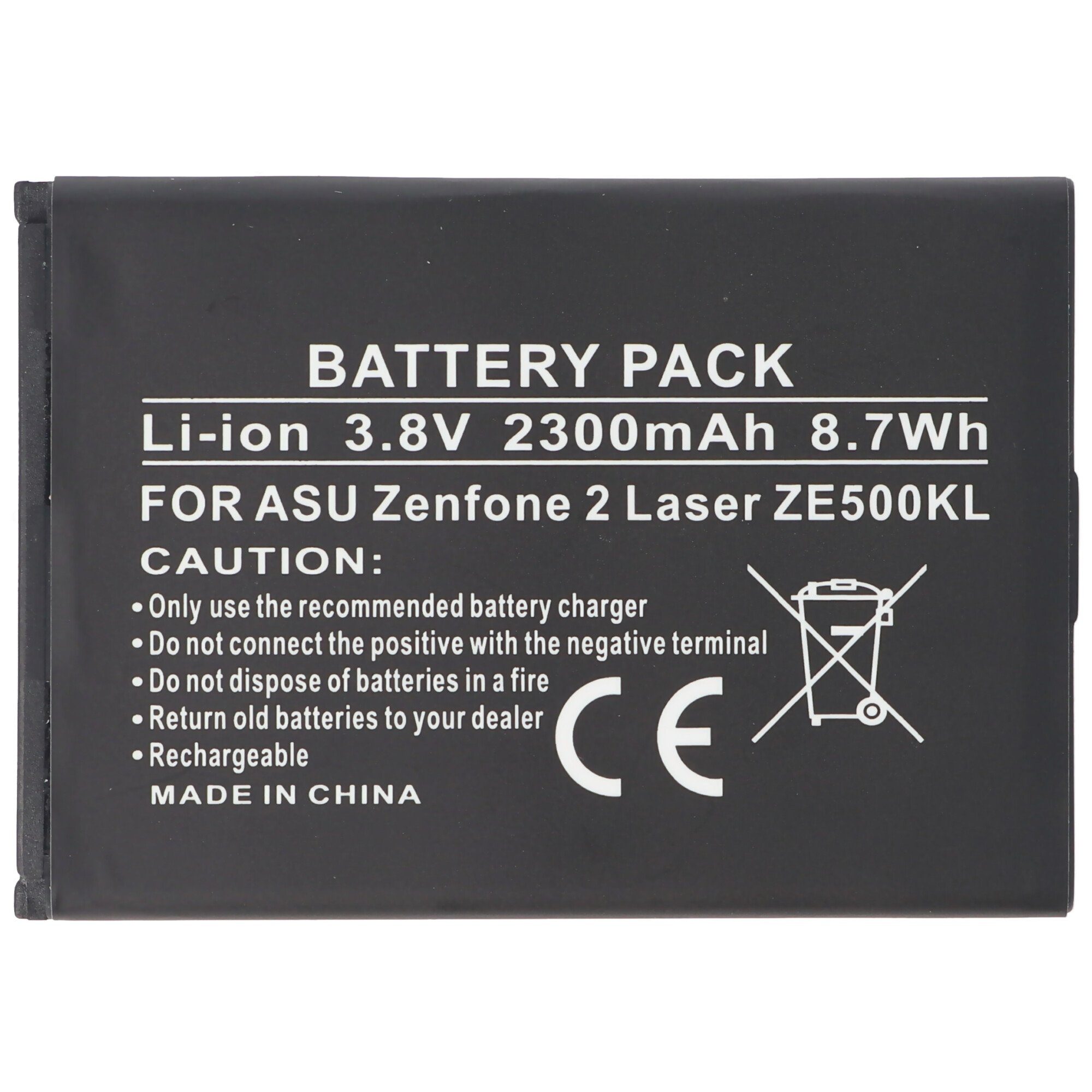 Akku für AccuCell Zenfone ZE500KL, V) 2 Li-Ion, mAh Asus Laser Akku 2300mAh, (3,8 3,8V, passend 2300
