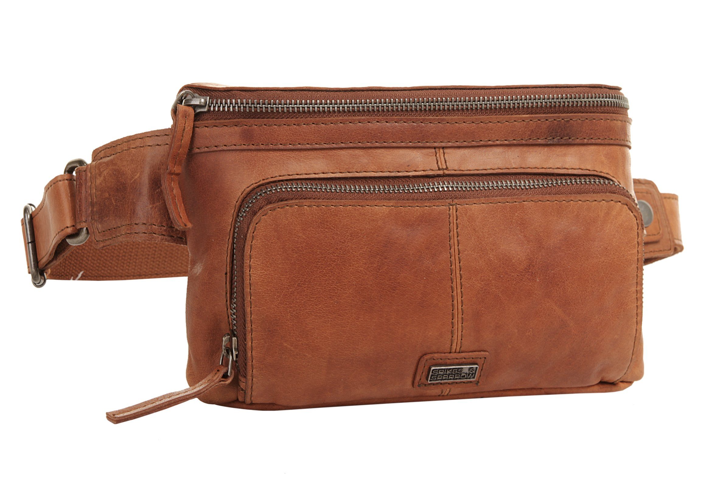 cognac Sparrow Leder & echt Spikes Gürteltasche,