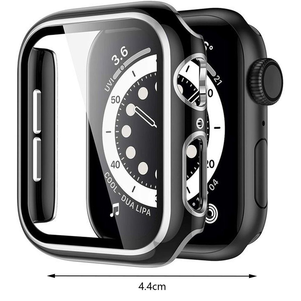 Watch kompatibel Uhrenetui Series Apple Hülle mit Displayschutz GelldG 7/6/SE/54321 Schwarz mit