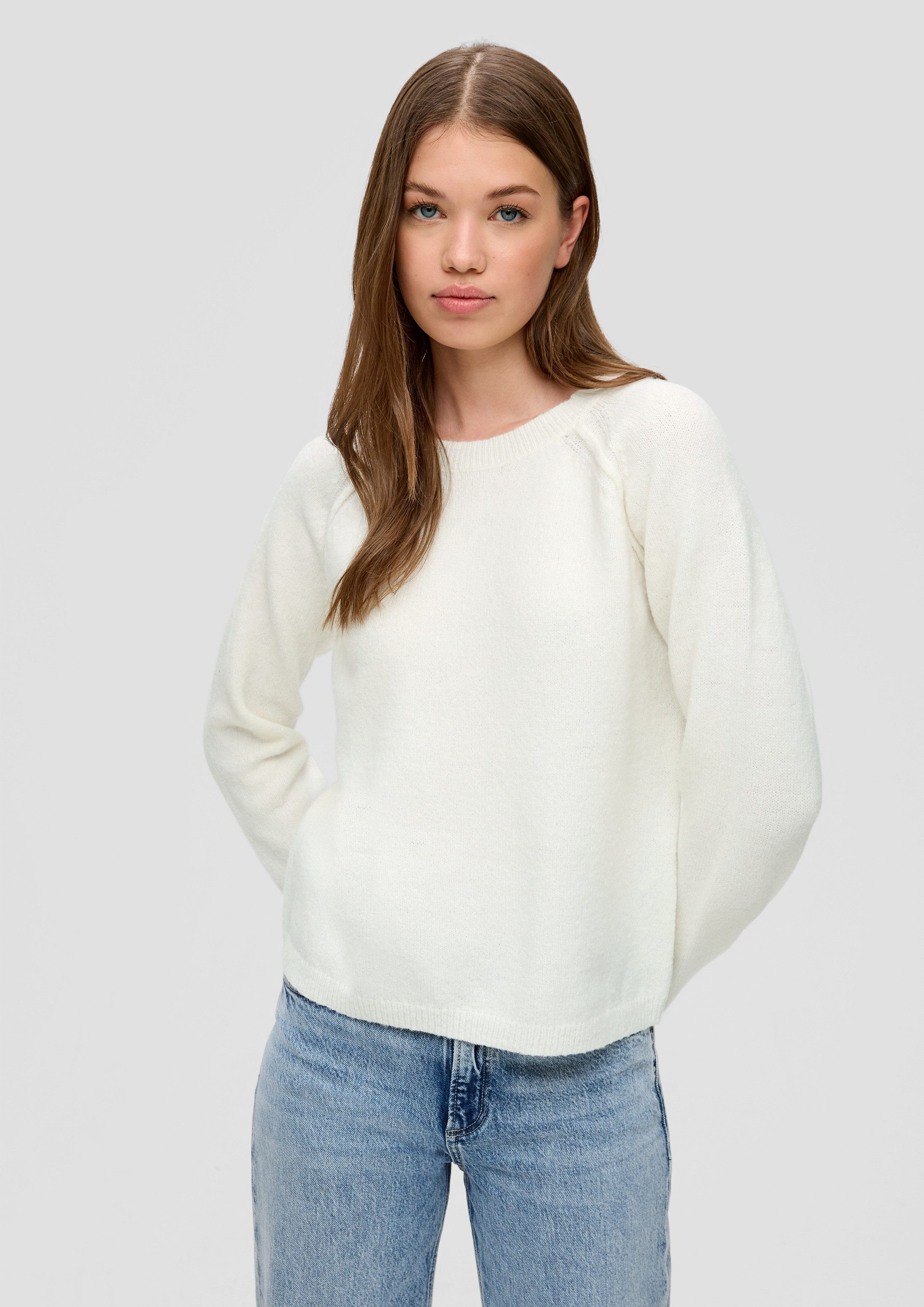 QS Longpullover Strickpullover Strickpullover mit Rollsaum