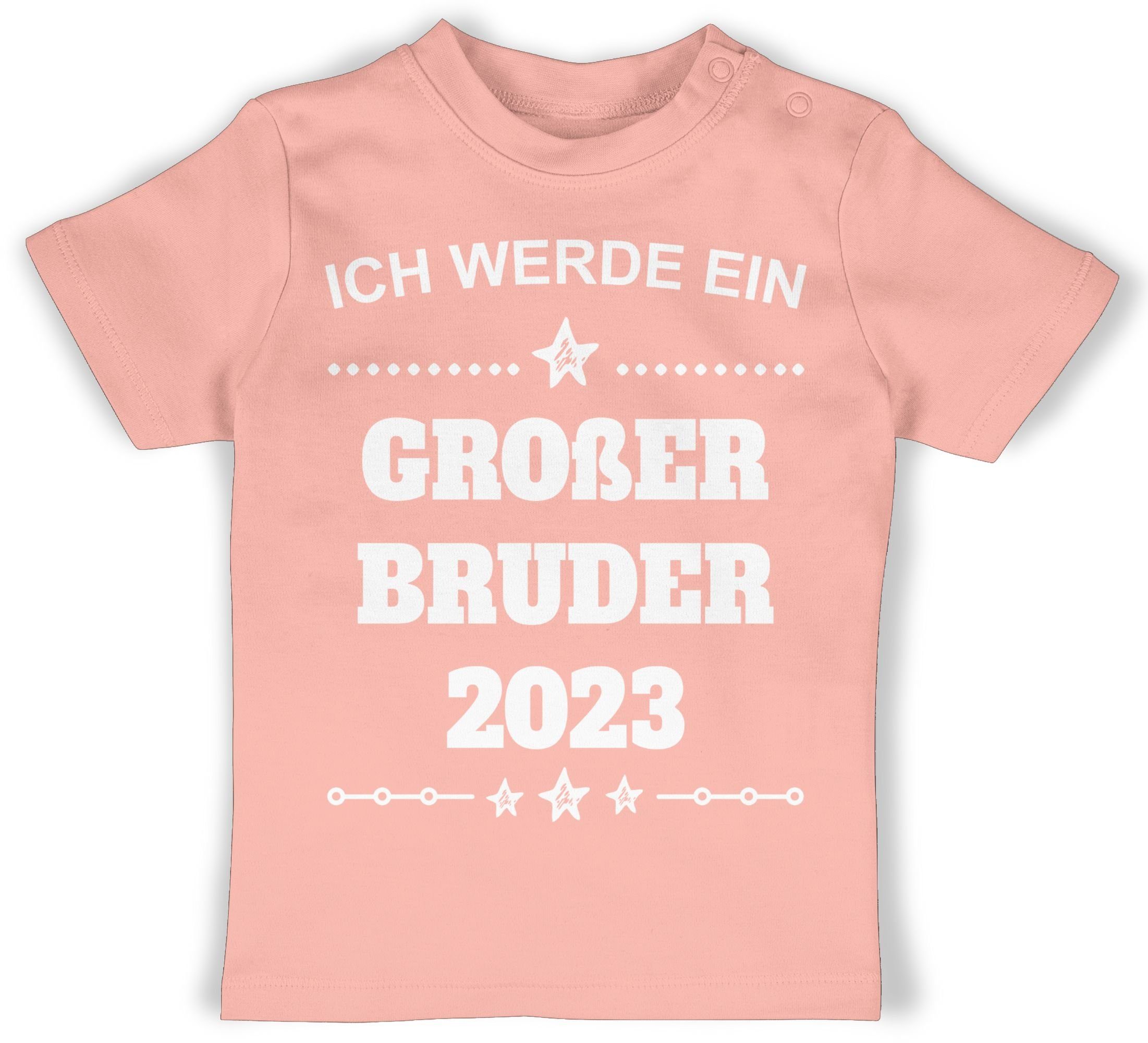 Shirtracer T-Shirt Ich werde ein großer Bruder 2023 Großer Bruder 3 Babyrosa