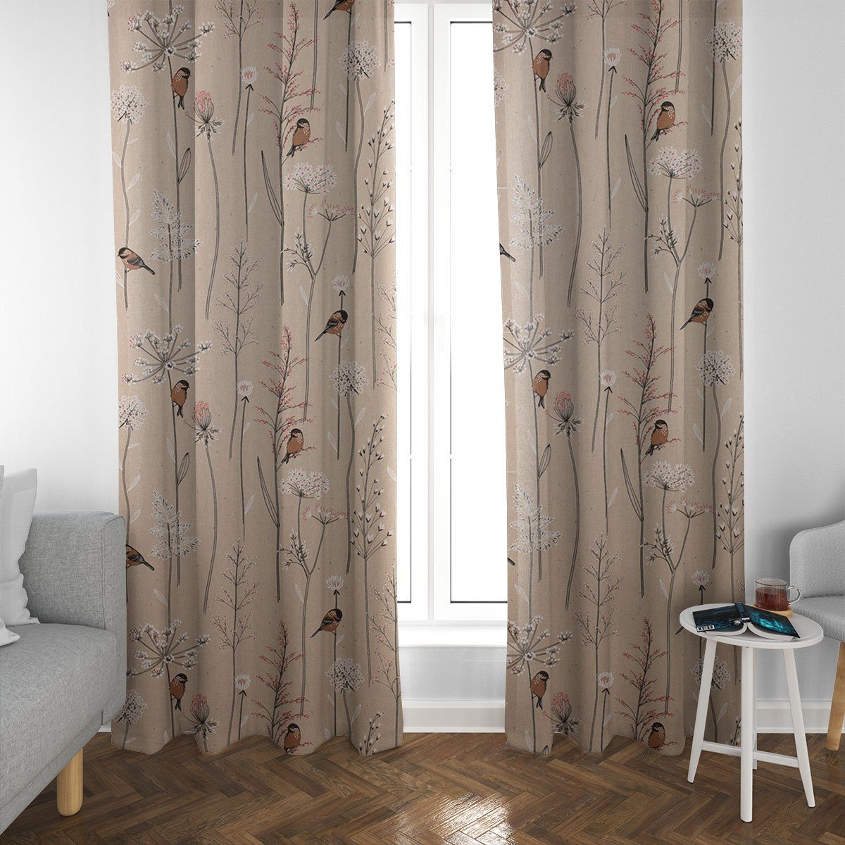 SCHÖNER LEBEN. Vorhang SCHÖNER LEBEN. Vorhang Soft Branch Blüten Gräser Vög günstig online kaufen