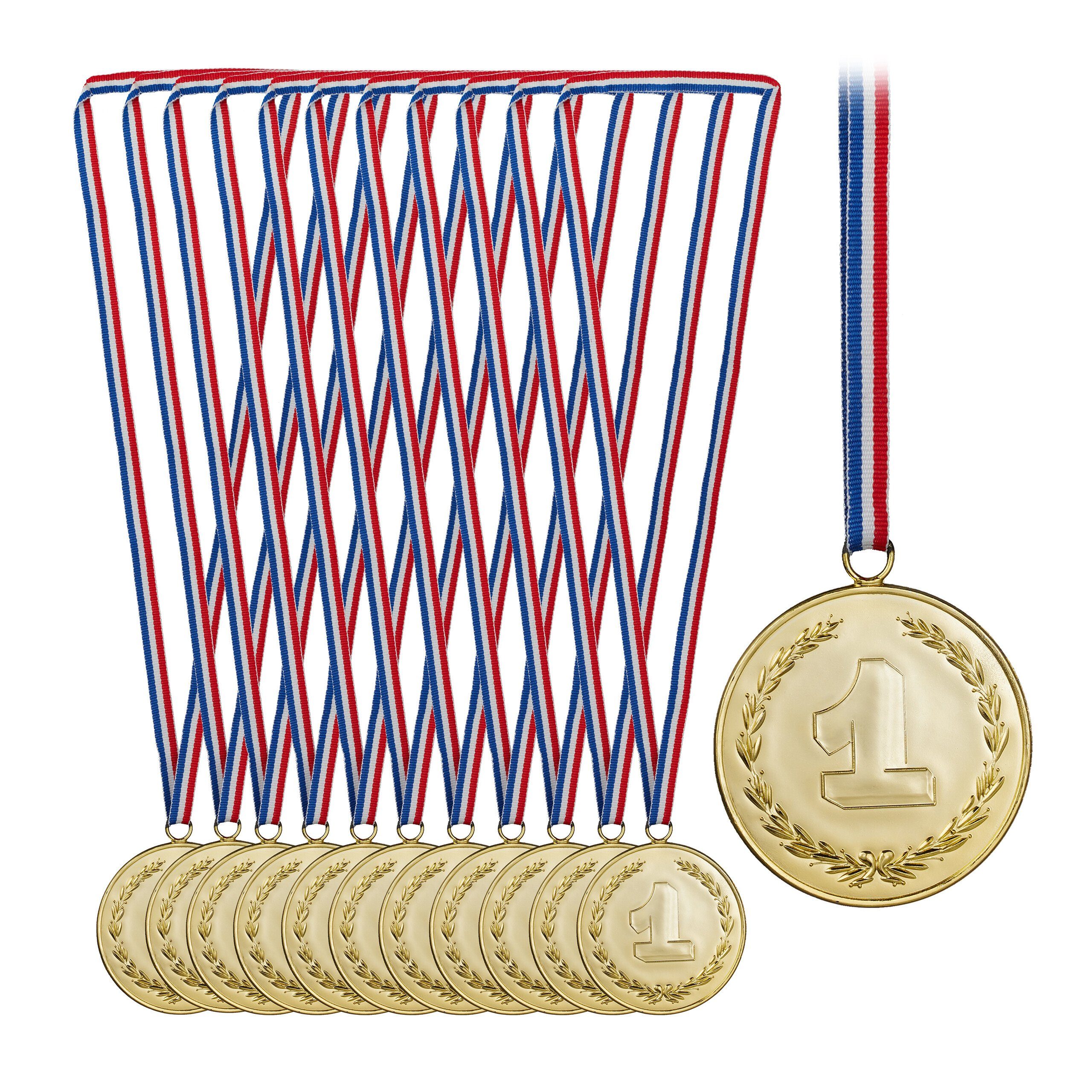 relaxdays Dekoobjekt Gold-Medaille für Set Kinder 12er