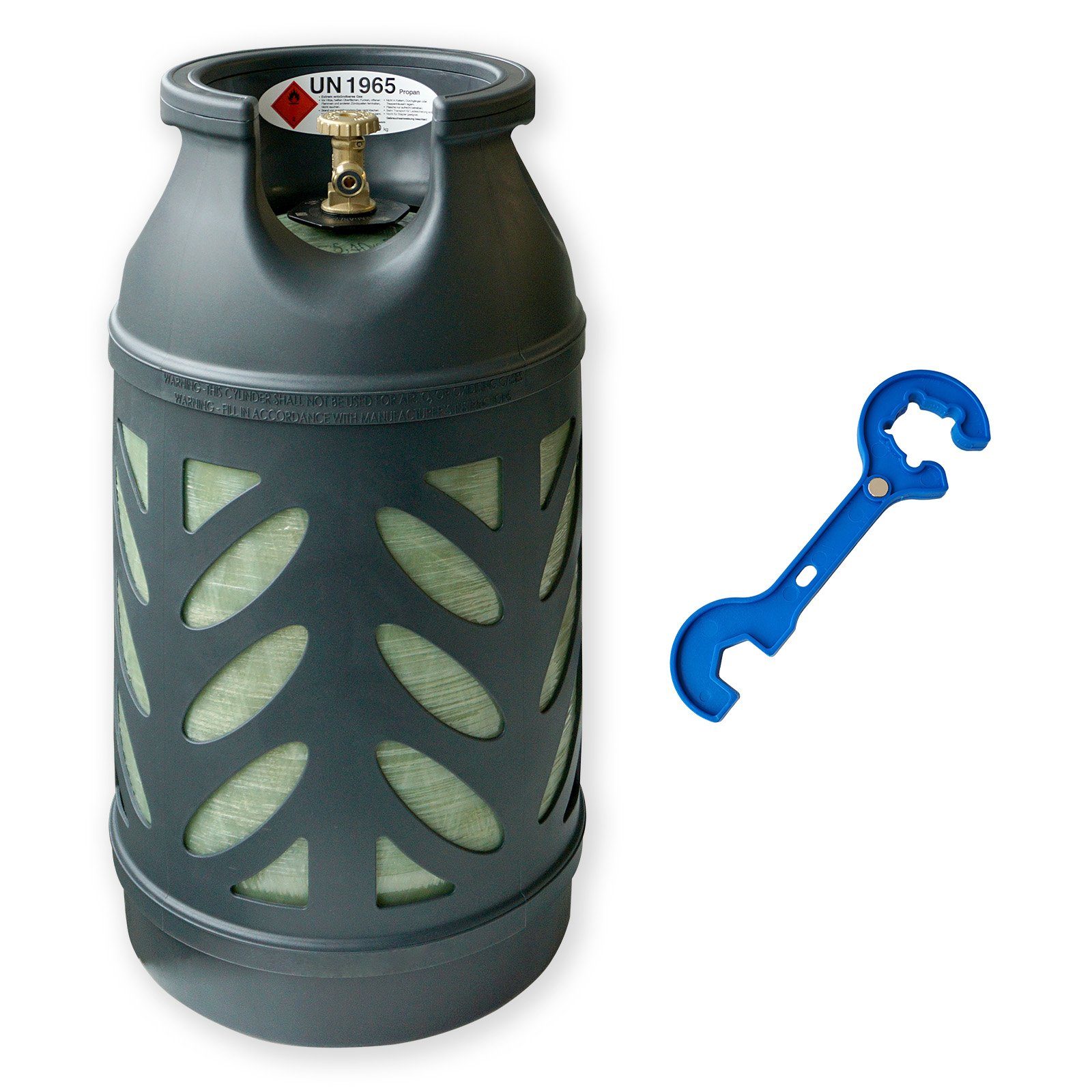 BlueCraft Gas, 10 kg Composite Gasflasche inkl. einem Gasreglerlöser +17er Schlüssel