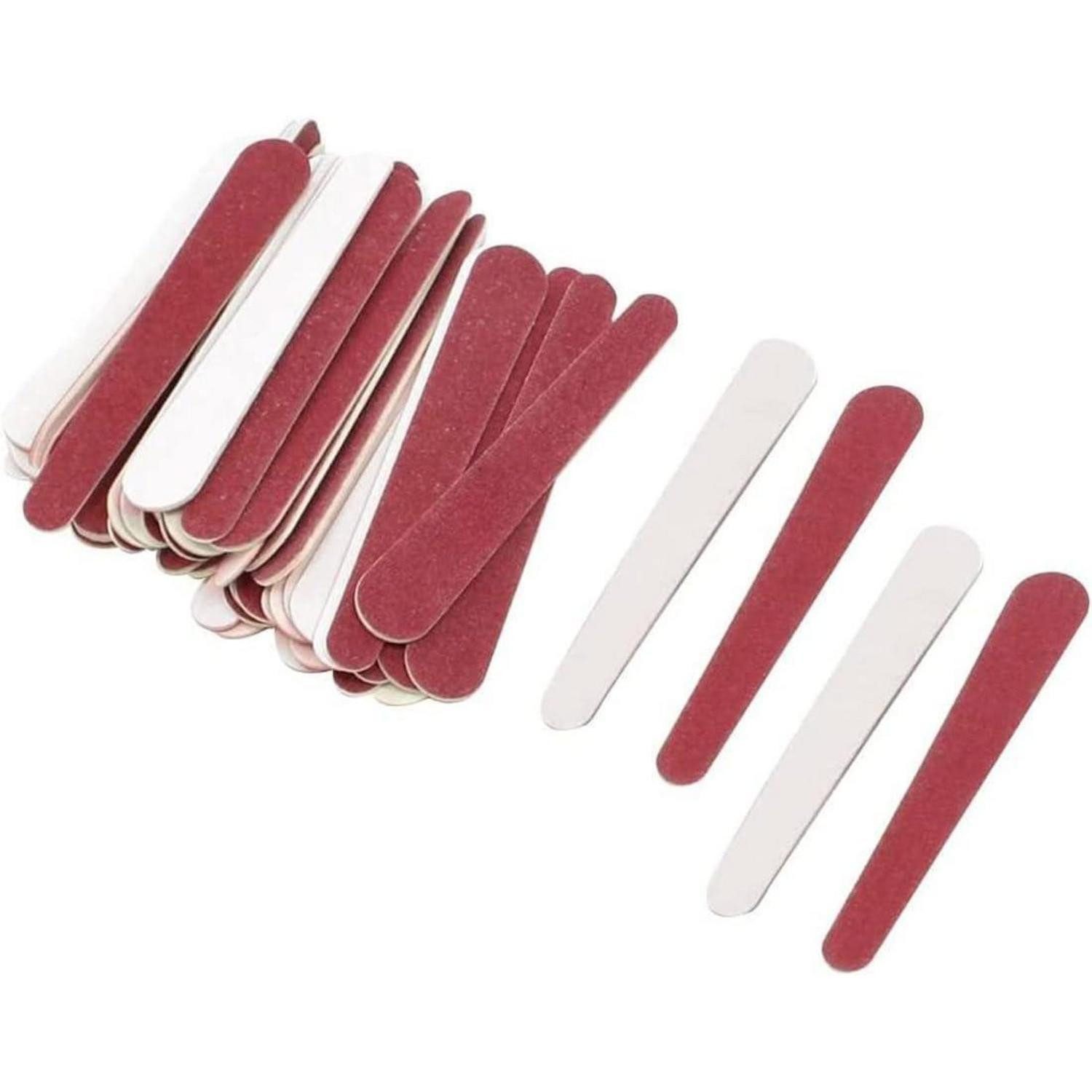 Haobase Sandblatt-Nagelfeile 50 Einweg Nagelfeilen doppelseitig 7,5cm Holz Schleifpapier Rot