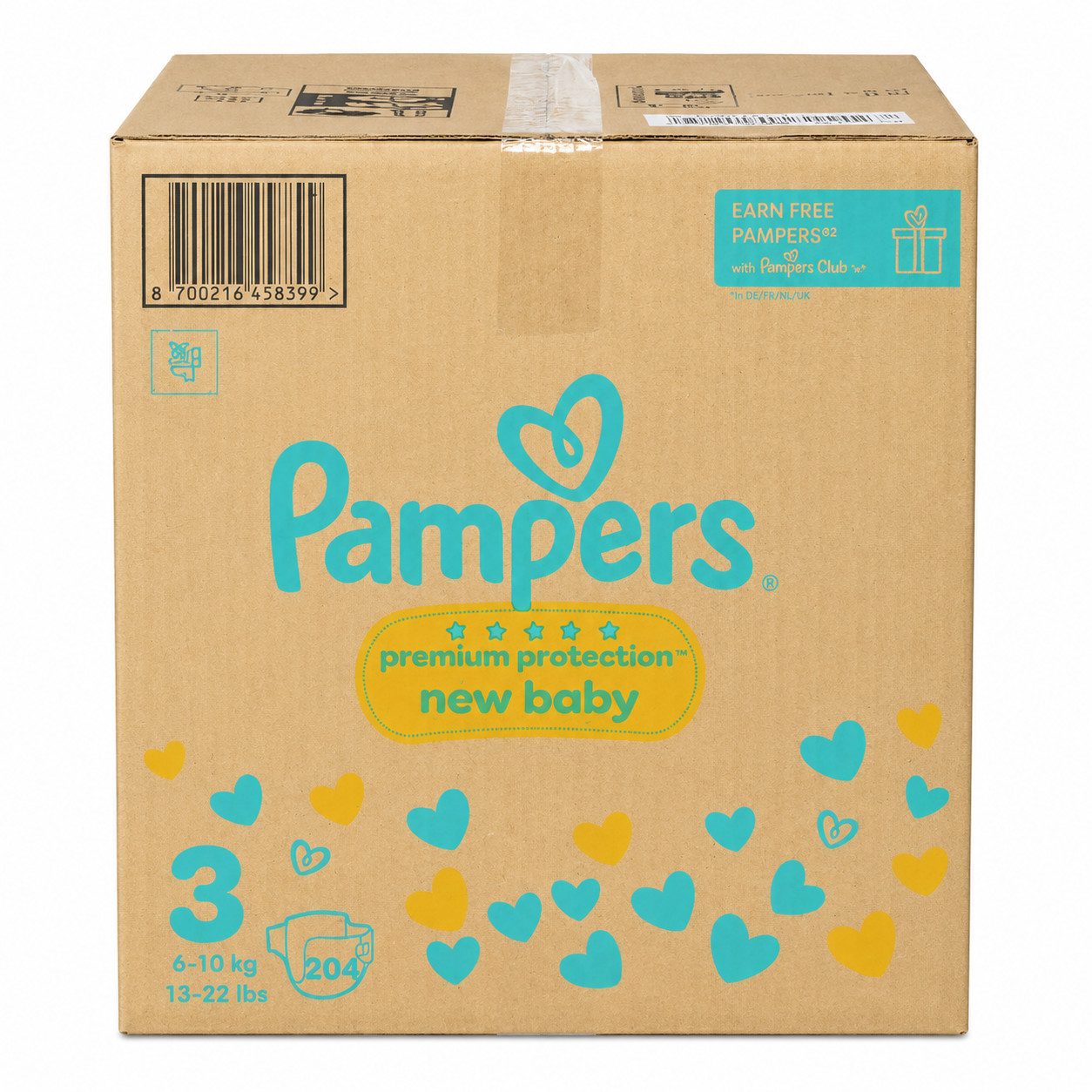 Pampers Windeln Pampers Premium Protection New Baby Gr 3 204 Windeln 6-10kg +10 Tücher