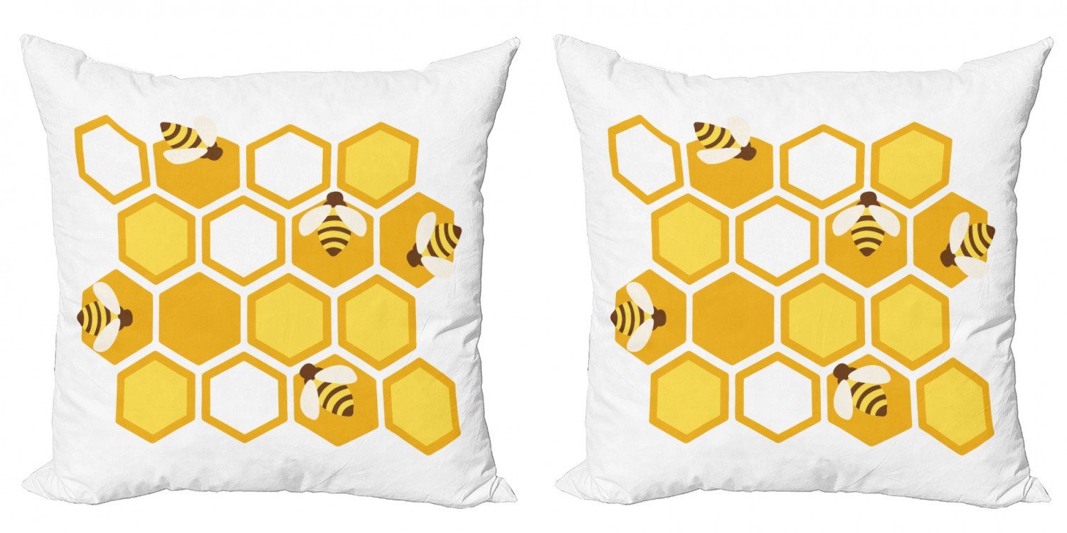 Kissenbezüge Modern Accent Doppelseitiger Digitaldruck, Abakuhaus (2 Stück), Honey Bee Geometrische Honeycomb Bees