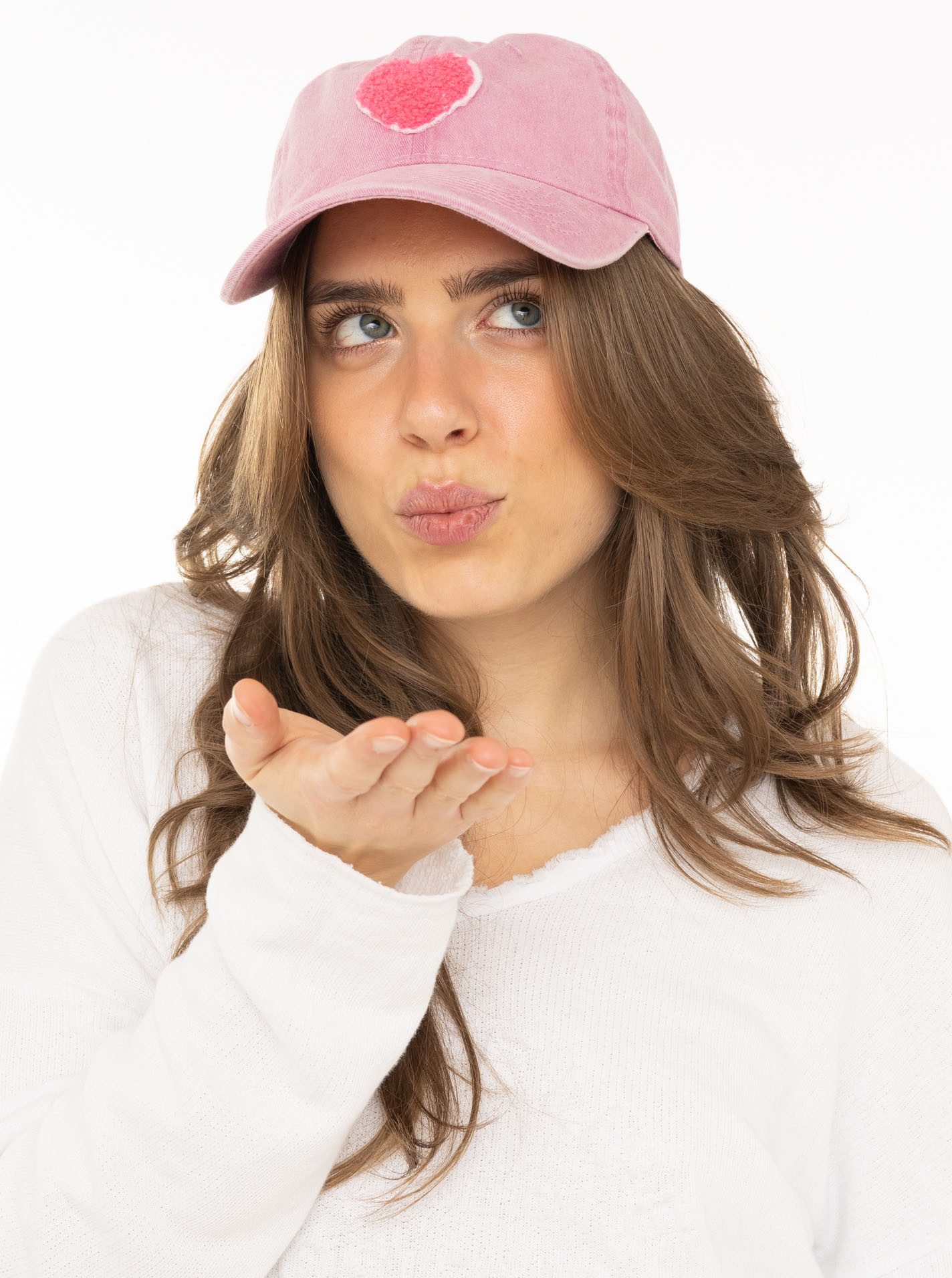 Zwillingsherz Baseball Cap "Herz" Pinkes Teddy-Herzpatch, vintage Look