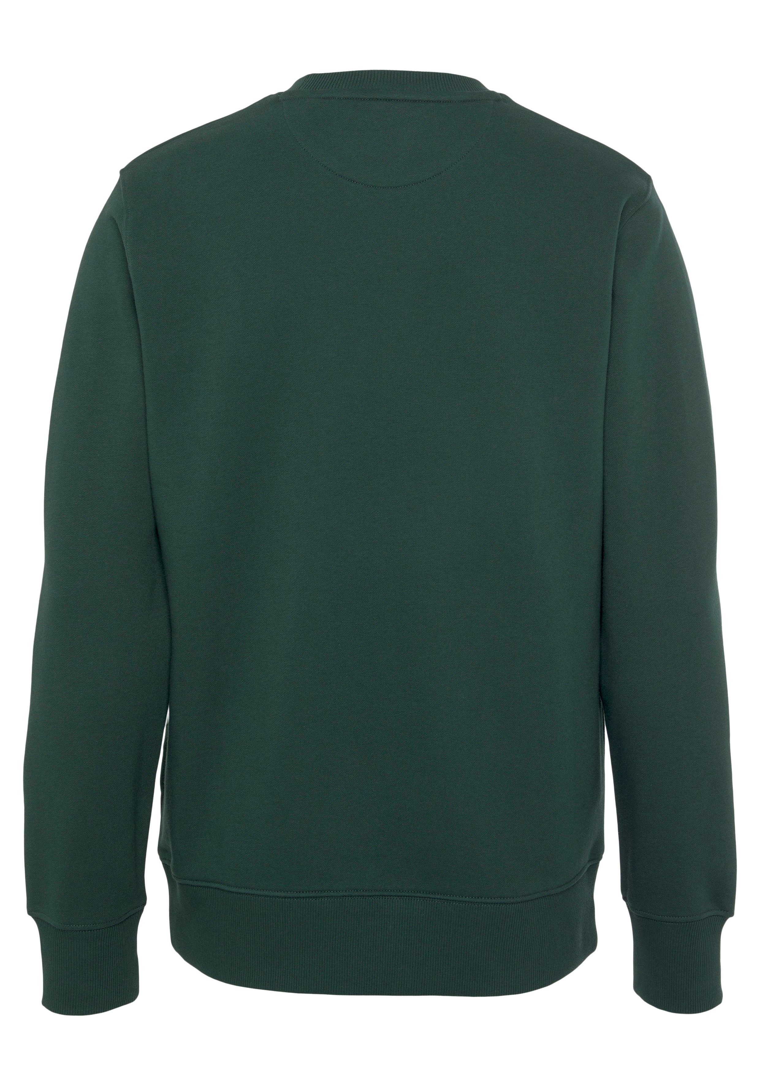 Logostickerei REG der Sweatshirt C-NECK Brust SWEAT SHIELD Green Tartan mit auf Gant