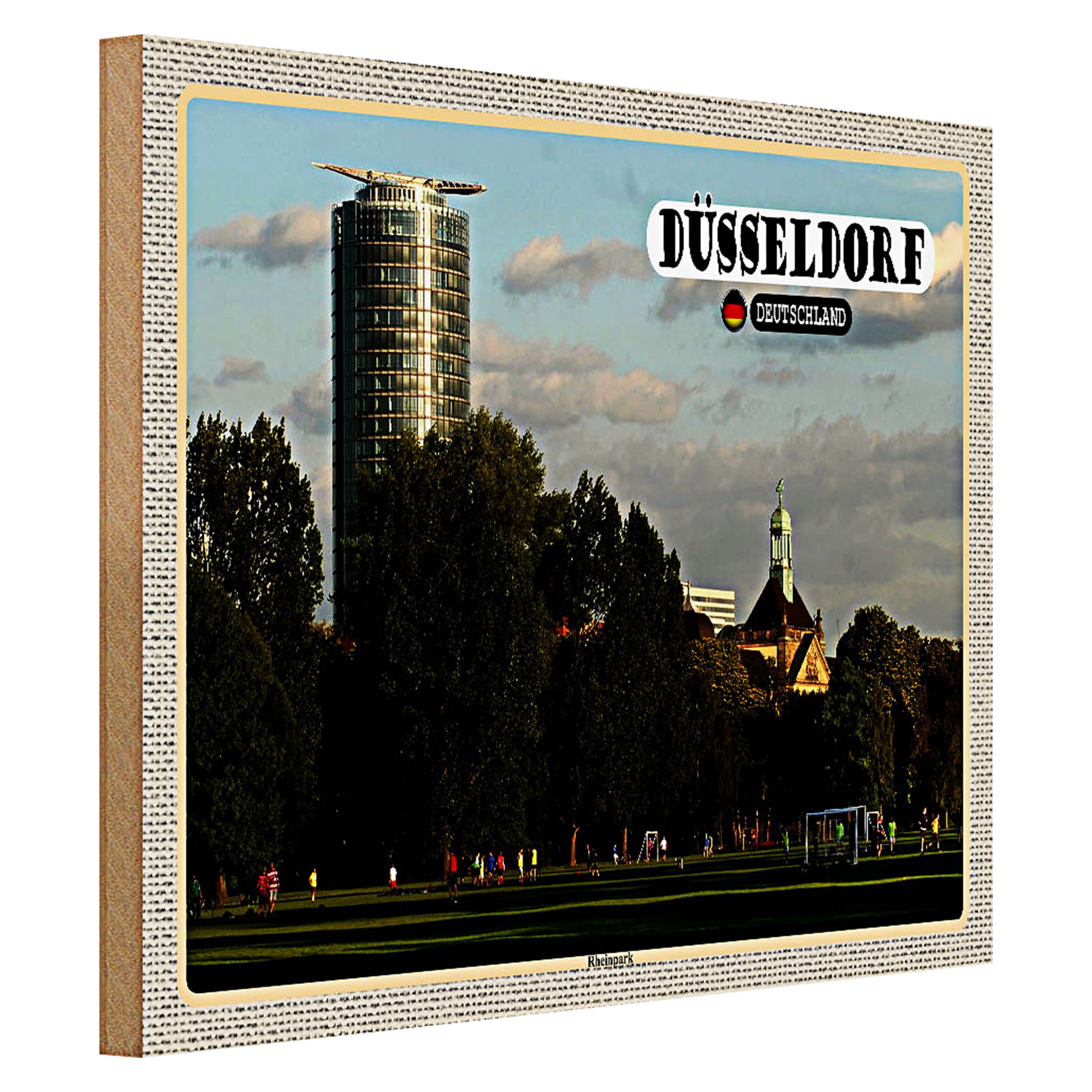 Roomando Holzbild Städte Düsseldorf Rheinpark Natur 40x30cm