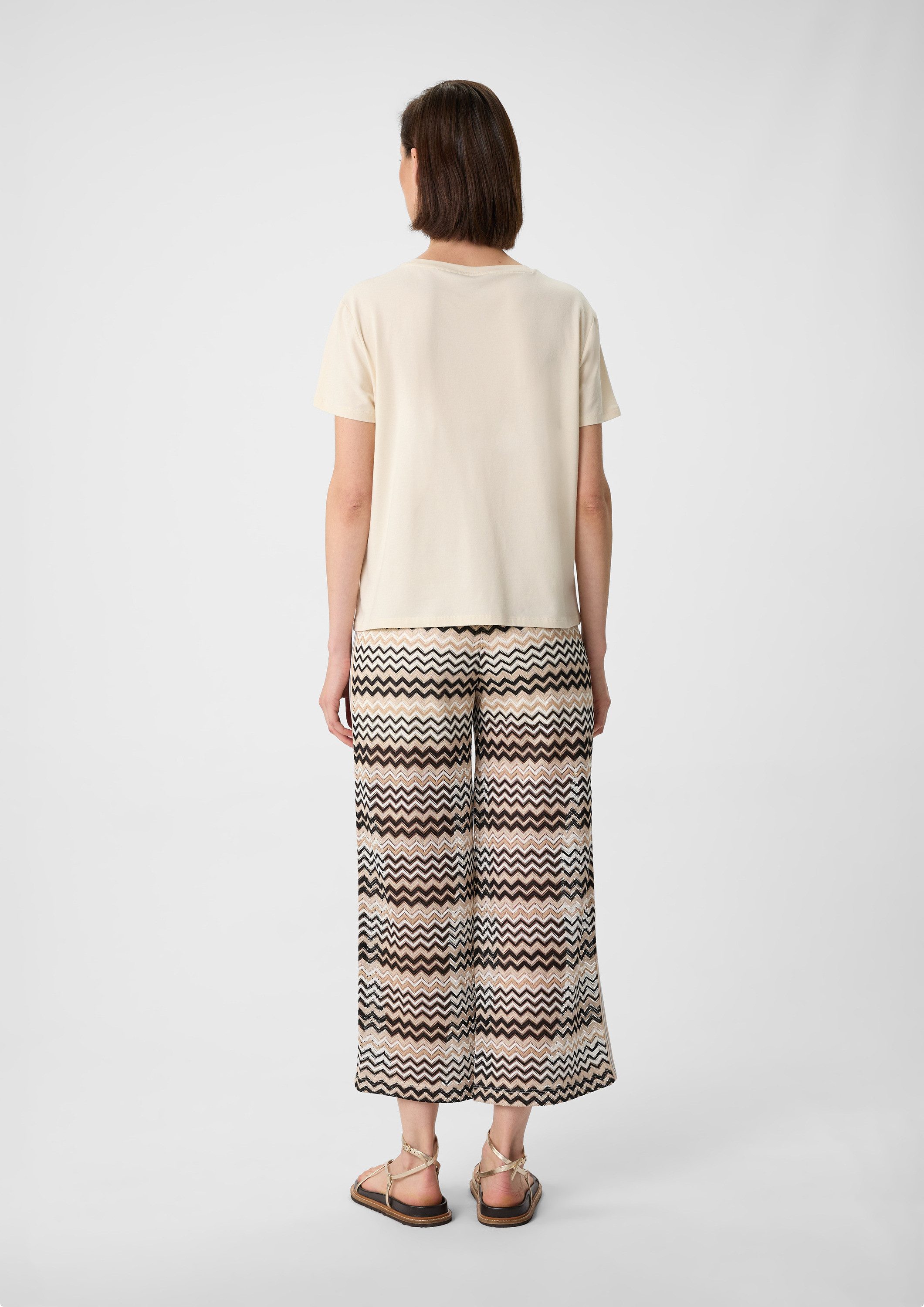 comma Culotte Hose Strickjersey-Culotte mit Zick-Zack-Ajourmuster