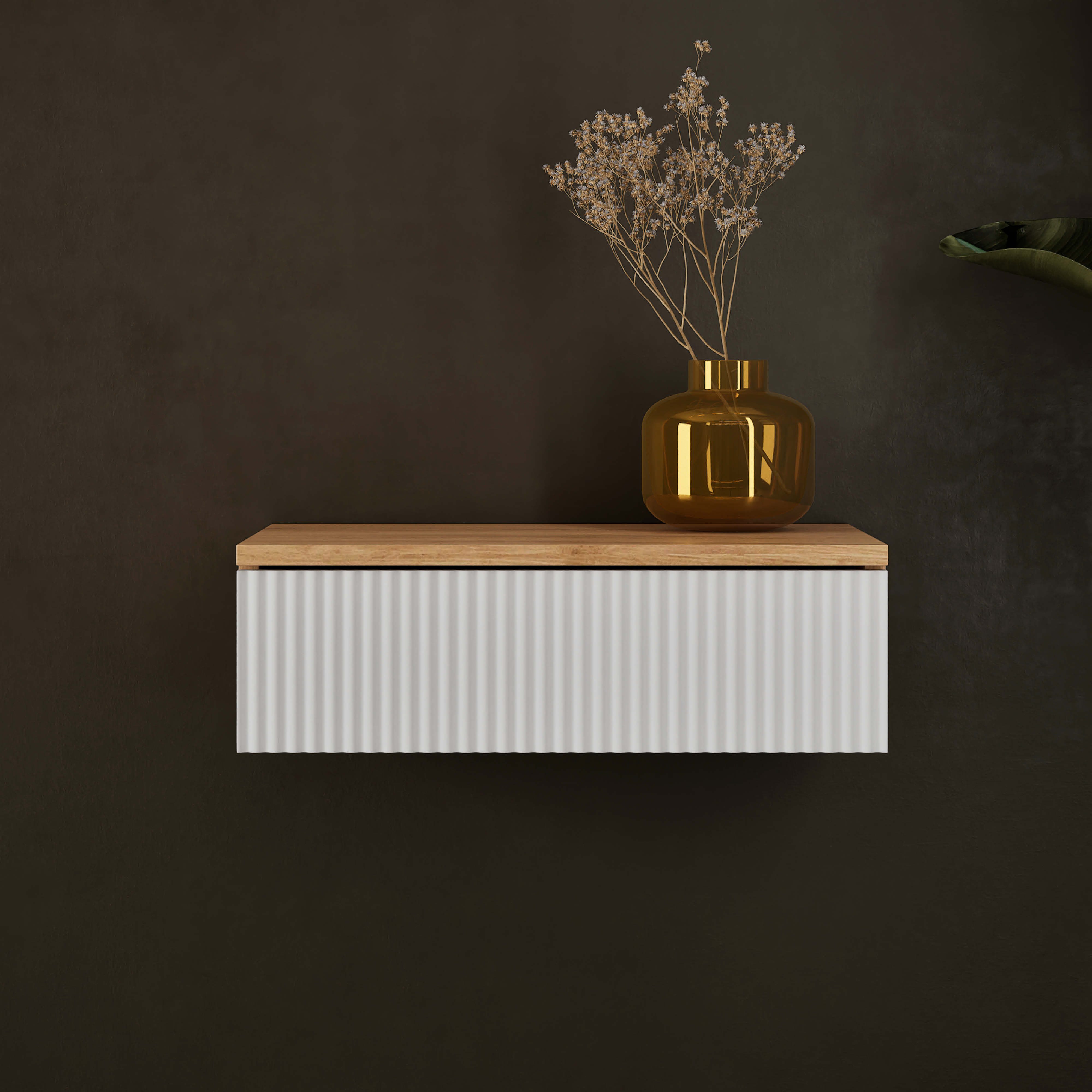 Planetmöbel Konsolentisch AMYRA (Wandmontage, 50 x 16 x 35 cm, 1-St., Gold Eiche - Weiß), Wand-Konsole für Garderobe, Flur und Schminktisch