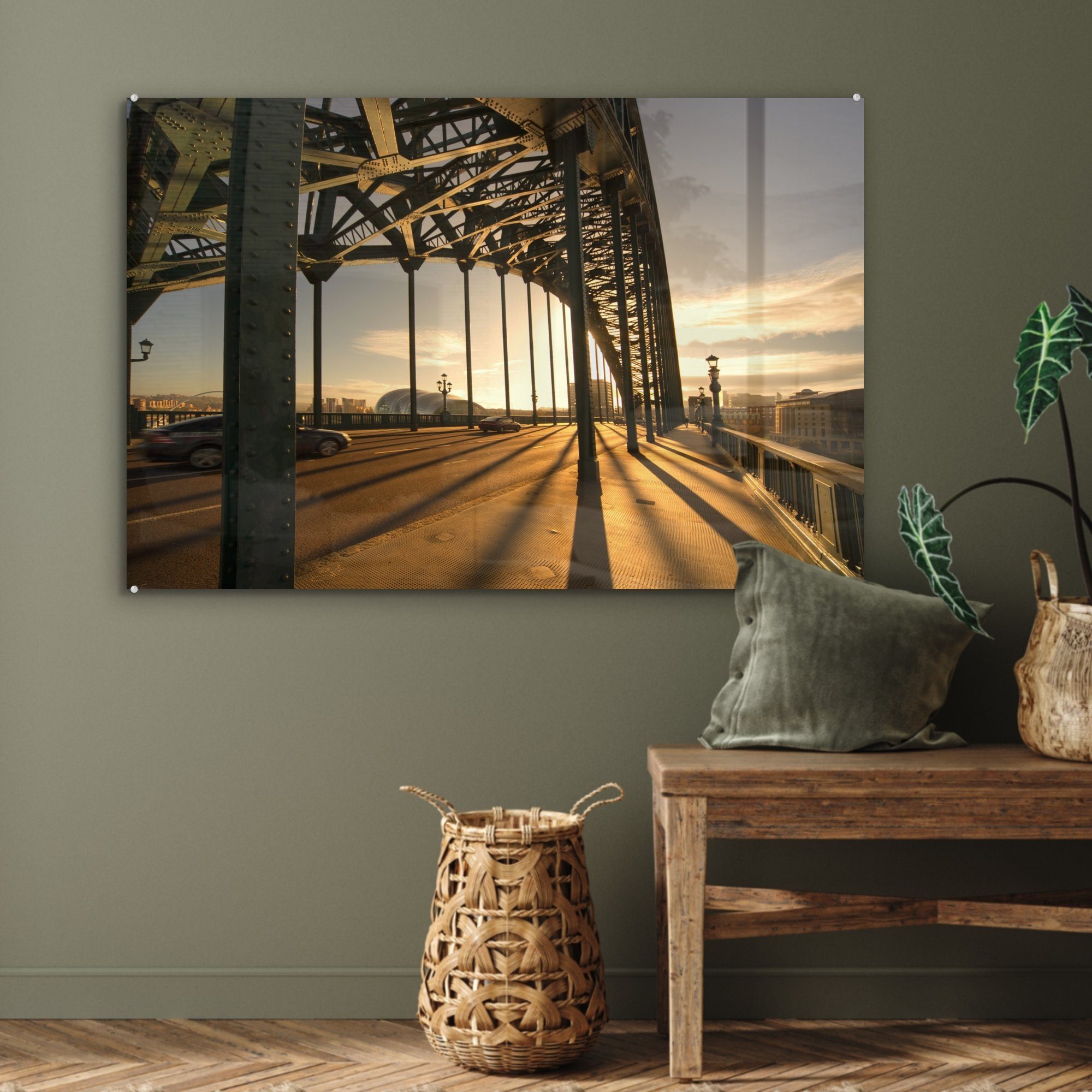 beleuchtet Die Acrylglasbilder Sonne Tyne-Brücke Wohnzimmer MuchoWow die Schlafzimmer St), in Newcastle-upon-Tyne, Acrylglasbild & (1