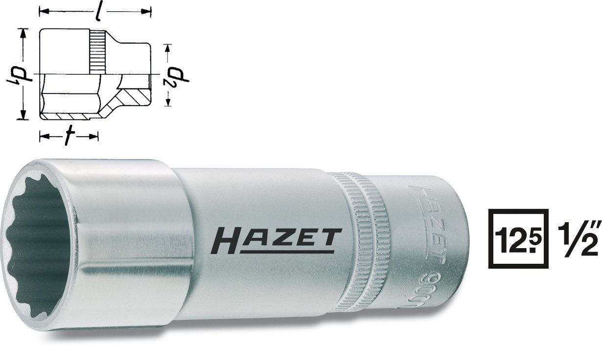 HAZET Steckschlüssel 900TZ-13 Doppel-6kt.-Steckschlüssel-Einsatz, Hazet