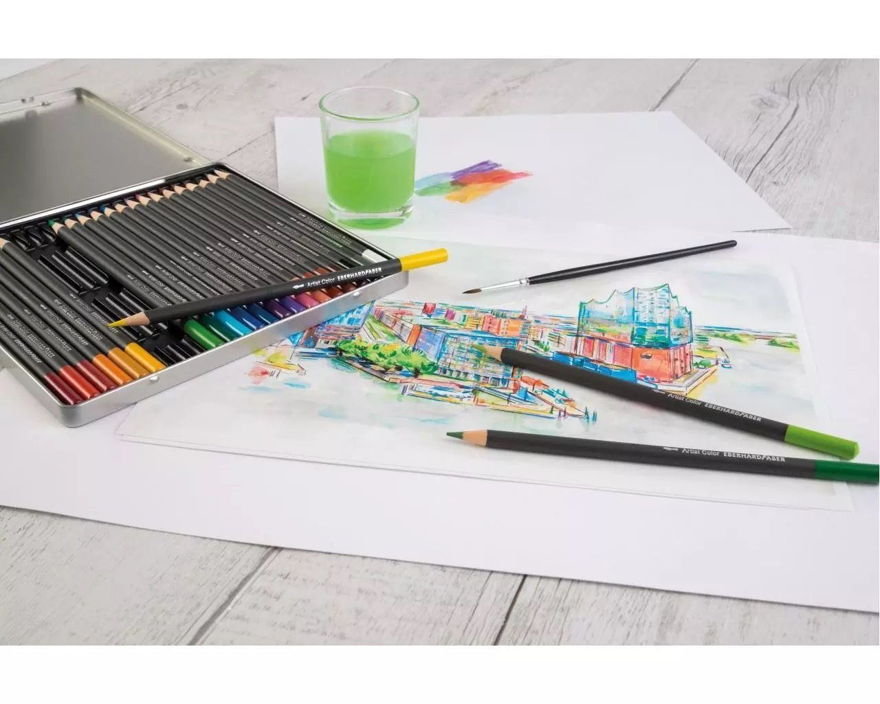 Eberhard Faber Aquarellstifte 36er Artist Color Aquarellstifte, (Aquarellstifte-Set, 36-tlg), inklusive Metalletui, Minendurchmesser 3,8mm