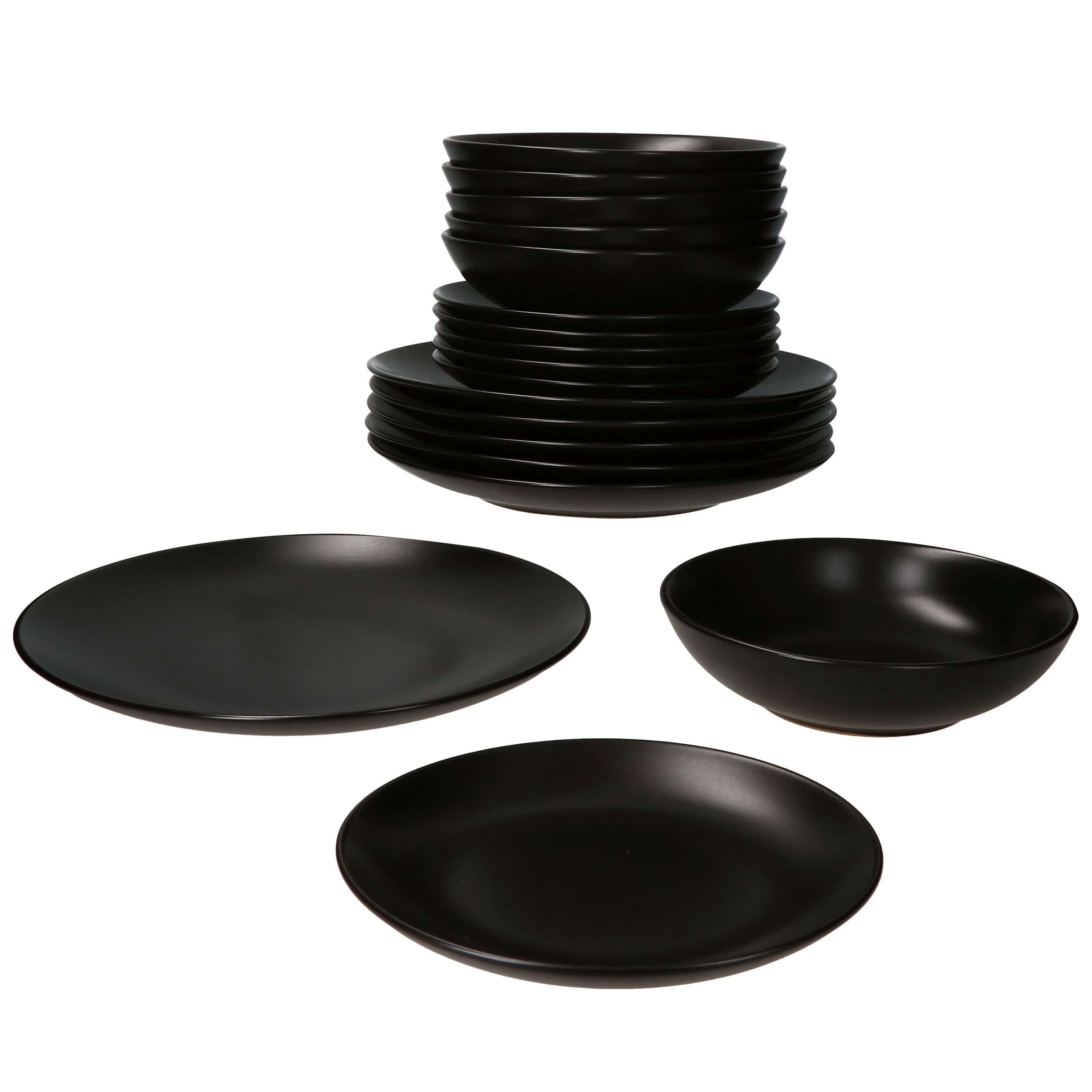 Teller-Set 18tlg Tellerset Panther schwarz 6 Personen