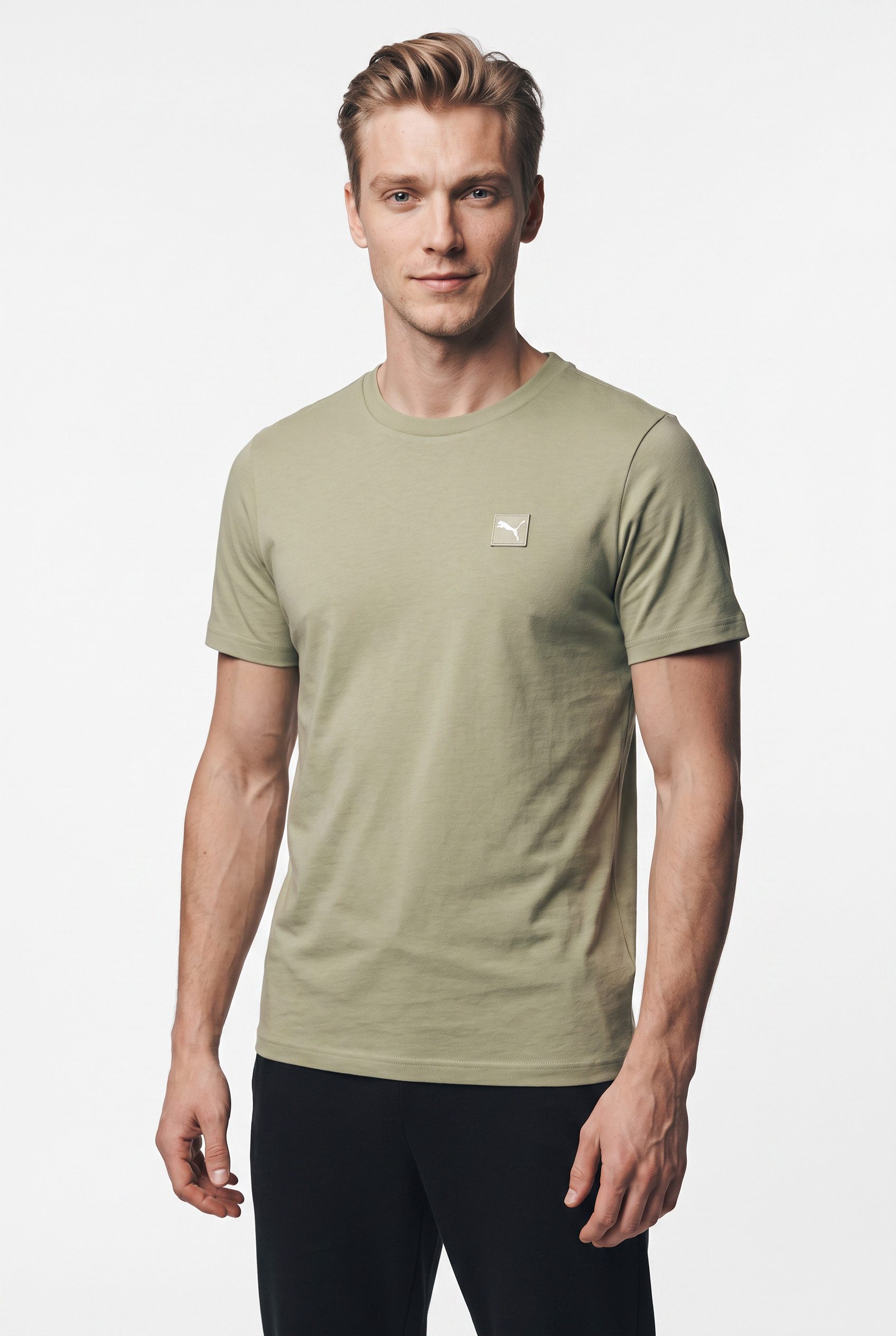 PUMA T-Shirt ESS ELEVATED TEE Kurzarmdesign, Rundhalsausschnitt, aus Baumwolle