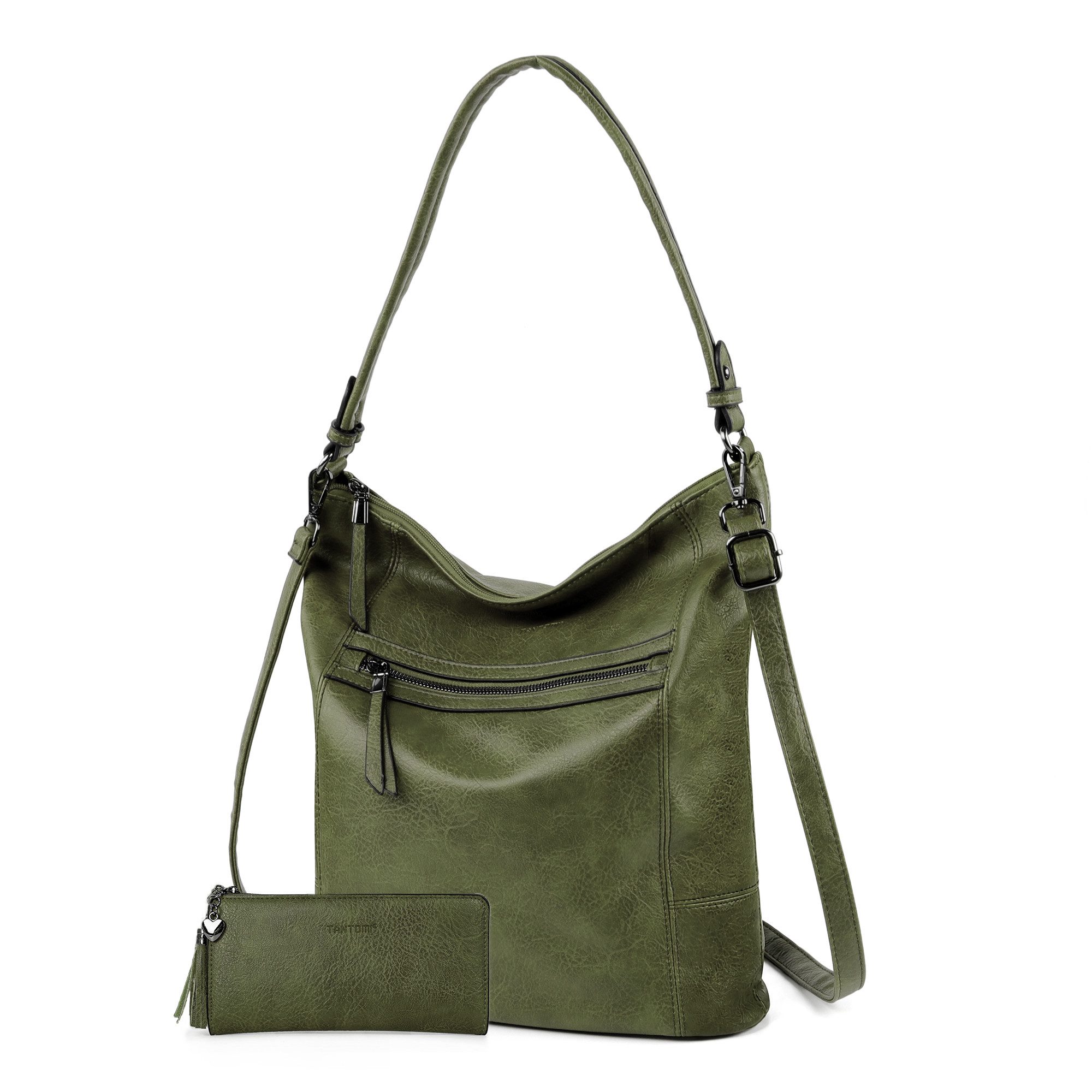 TANTOMI Handtasche 2-Tlg Shopper Schultertasche mit Geldbörse Damen Groß Umhängetasche, Crossbody Bag Damen für Pendler und Reisen mit Abnehmbarem Riemen
