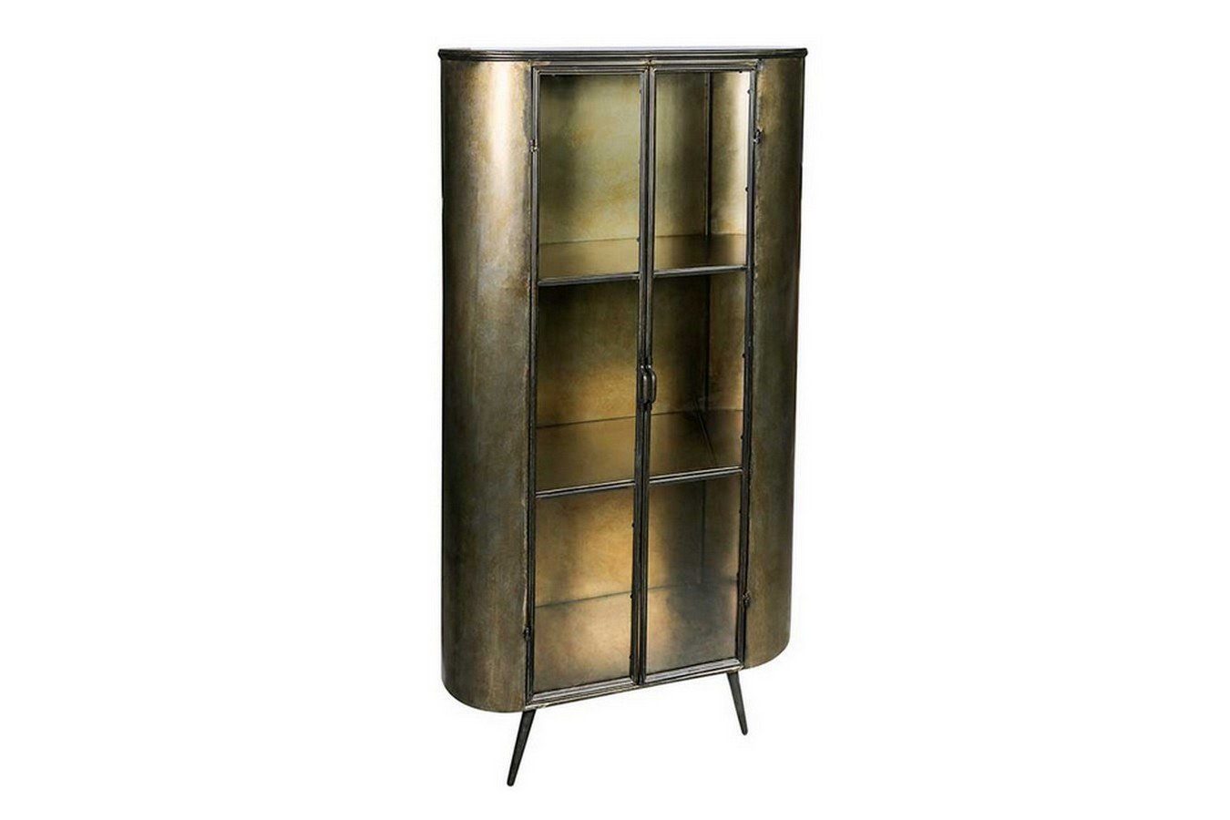 daslagerhaus living Vitrine Metallvitrine 'Space' bronze antik h 161 cm