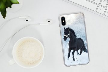 MuchoWow Handyhülle Pferd - Schnee - Wald, Handyhülle Apple iPhone Xs, Smartphone-Bumper, Print, Handy
