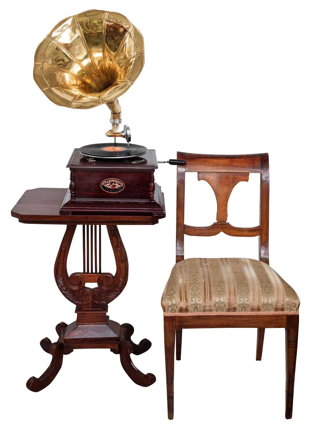 Aubaho Dekoobjekt Nostalgie Grammophon Gramophone Dekoration mit Trichter Grammofon Anti – Bild 2 von 4