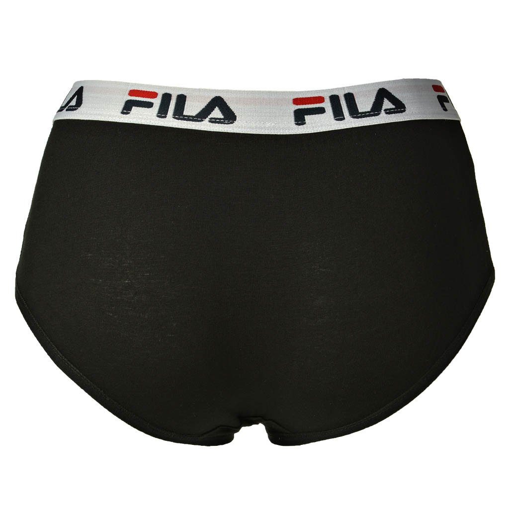 Fila Panty Damen Hipster - 4er Cotton Pack Slip, Weiß/Schwarz/Grau/Marine Logo-Bund
