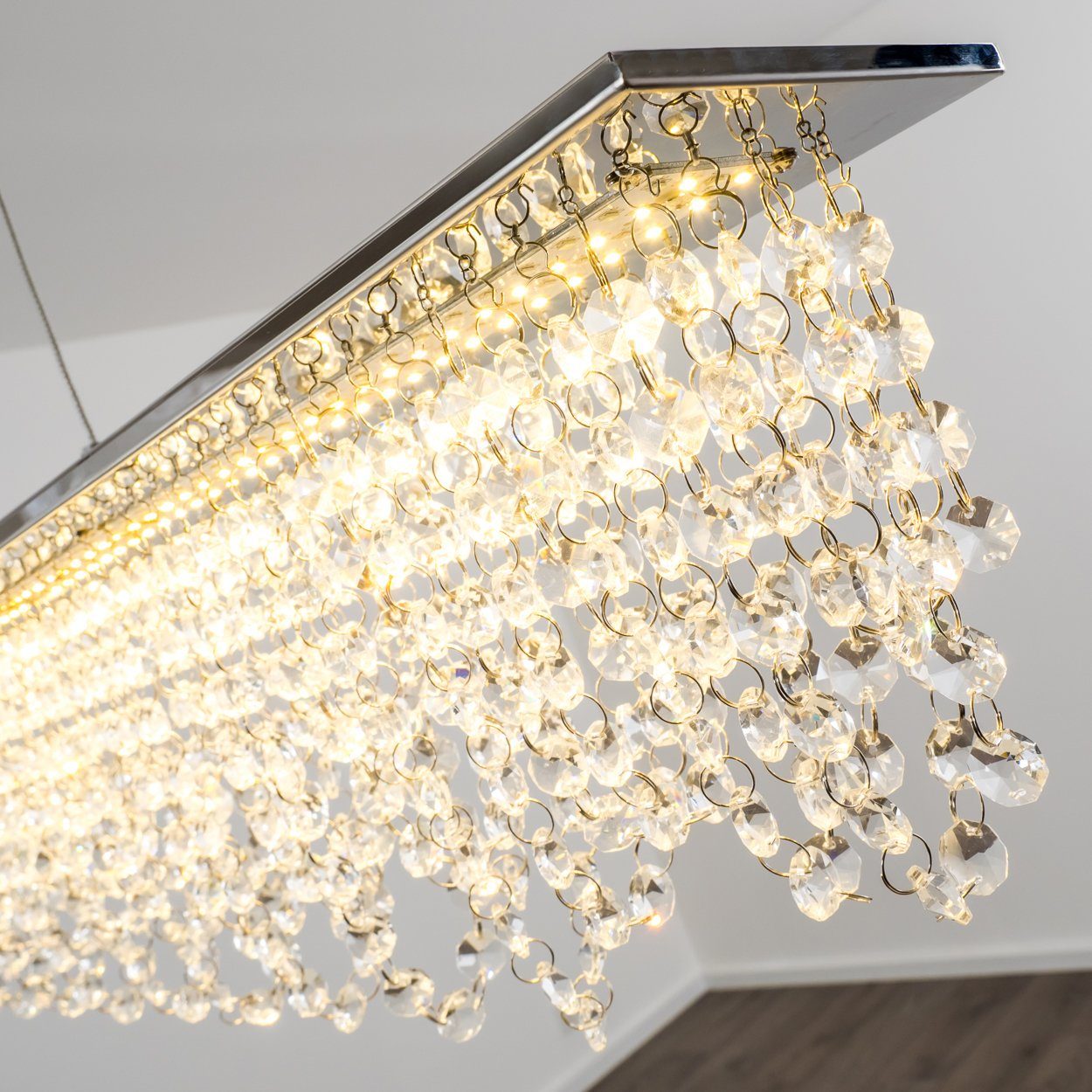 hofstein Pendelleuchte Hänge Lampe Kristall Flur Pendel Ess Zimmer Leuchte Fernbedienung