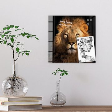 DEQORI Magnettafel 'Majestätischer Löwe', Whiteboard Pinnwand beschreibbar