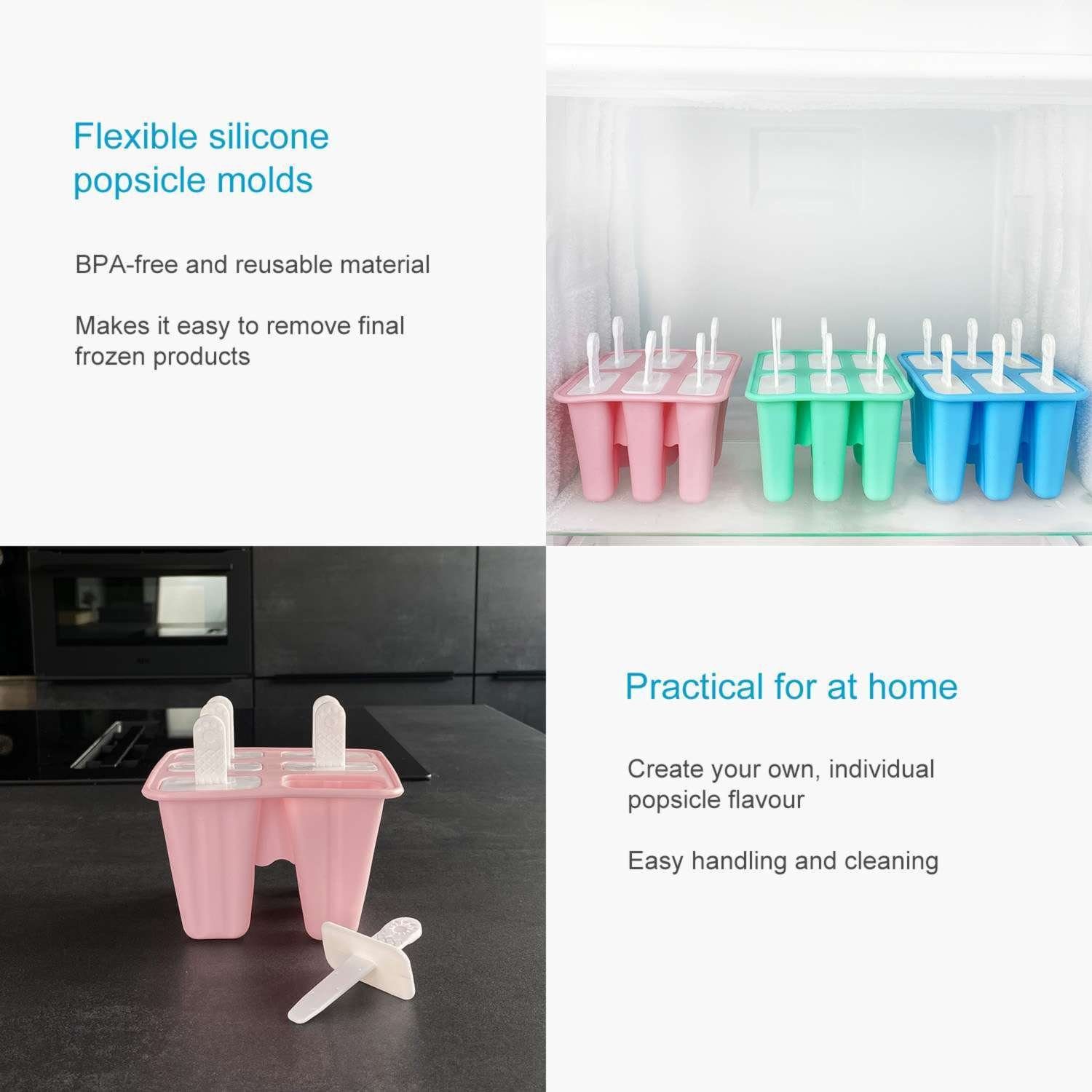Intirilife Eisform, (1-tlg), Silikon Eisform mit 6 Mulden Eiscreme Form BPA-frei