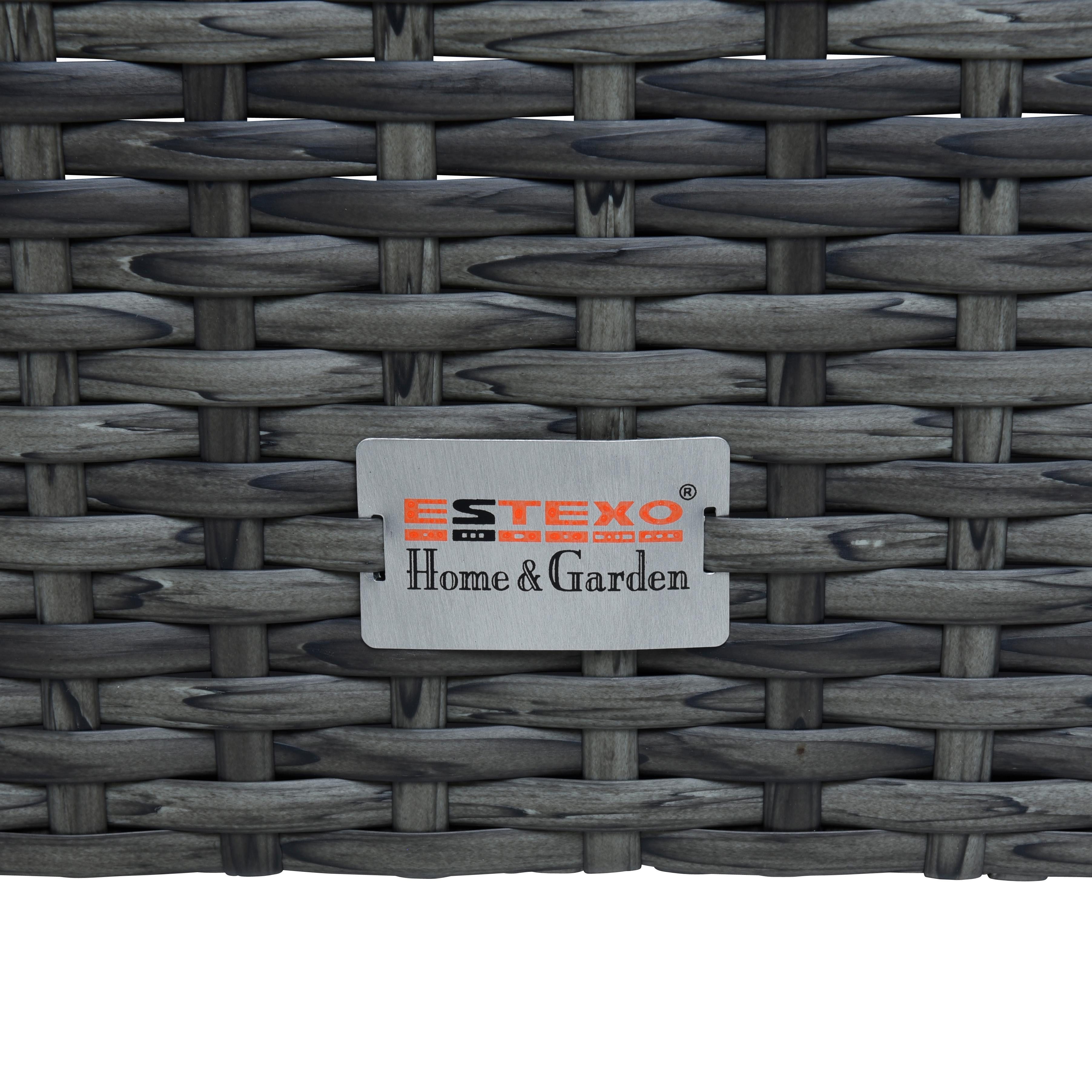ESTEXO Gartenstuhl Polyrattan Loungesessel Gartensessel Rattan Sessel Anthrazit-Grau – Bild 4 von 5