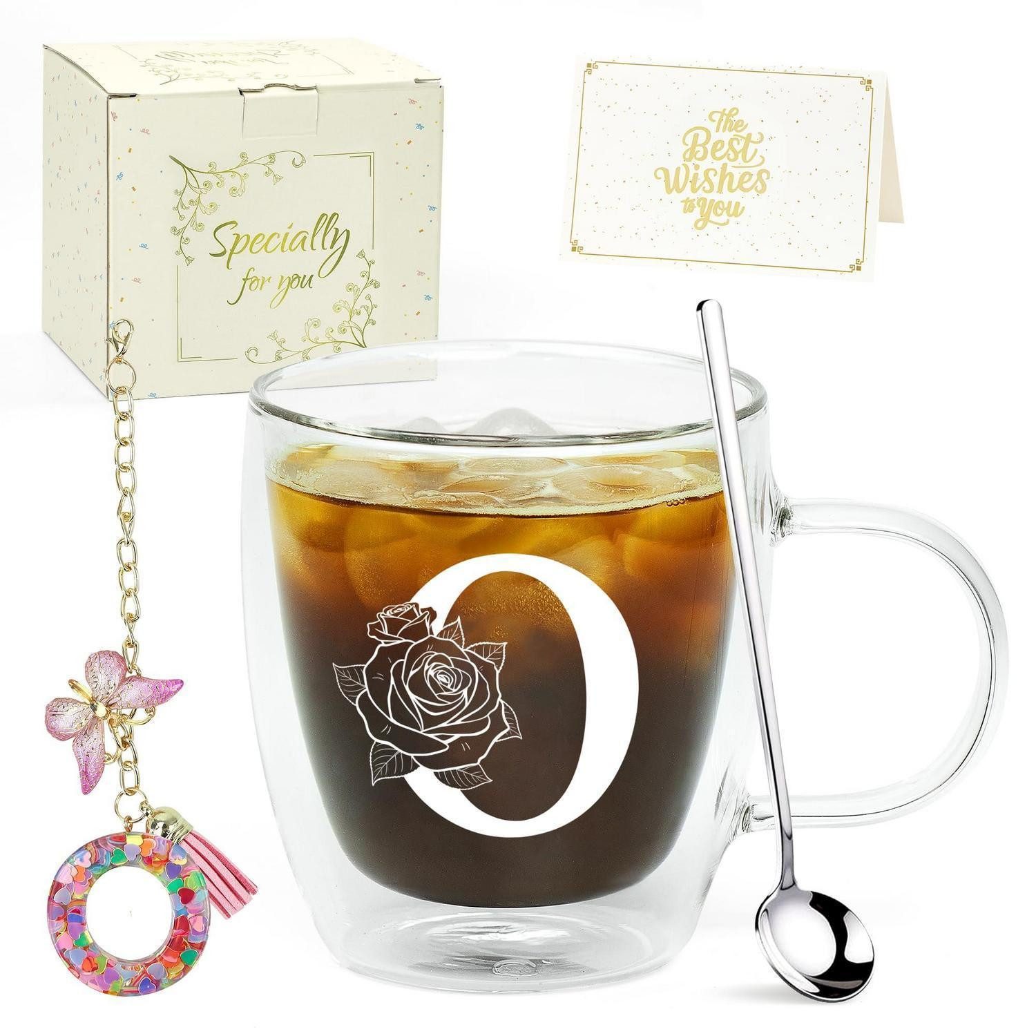 LuxusKollektion Latte-Macchiato-Glas Latte Macchiato Glas Personalisiert mit Initial, Glas