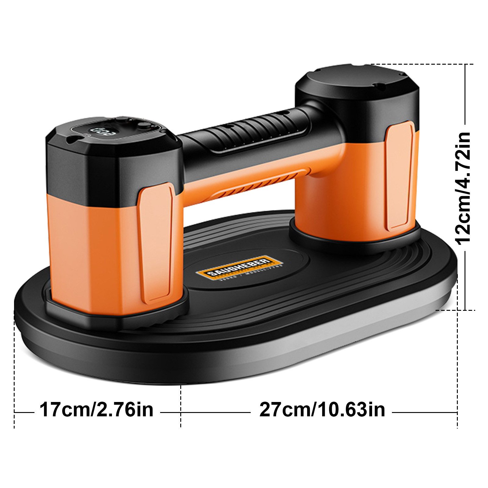XERSEK Plattenheber Max.300KG Elektrischer Akku Vakuumheber Für Rauen/Glatten Oberflächen, 24cm Durchmesser Akku Vakuum Saugheber, -], Fliesenheber mit Ladeanschluss LCD-Anzeige