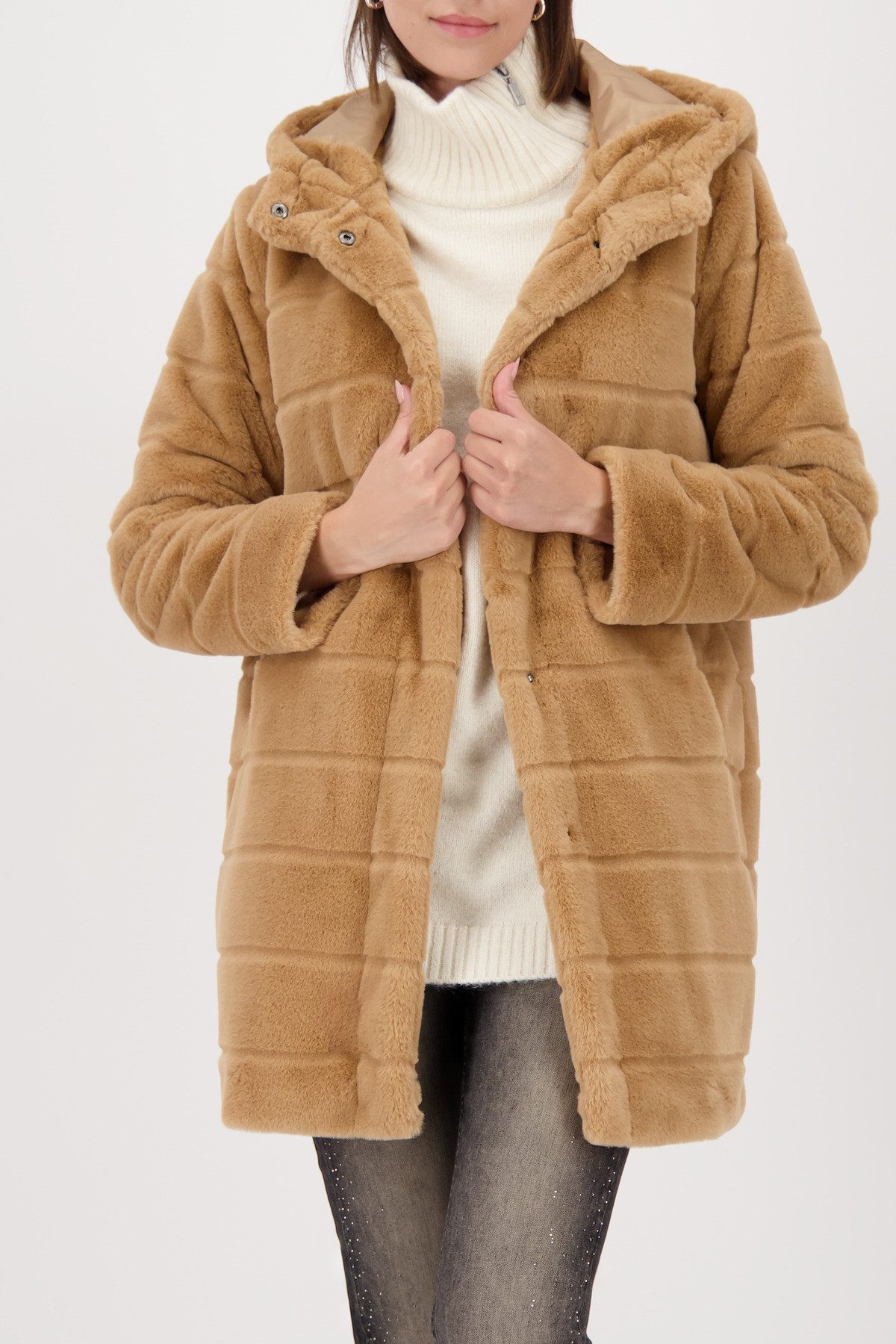 Monari Fellimitatmantel Regular fit mit Rundhalsausschnitt günstig online kaufen