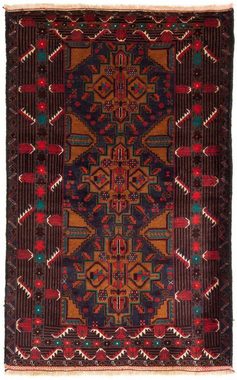 Hochflor-Läufer Belutsch Medaillon Multicolore 184 x 110 cm, morgenland, rechteckig, Höhe: 8 mm, Handgeknüpft