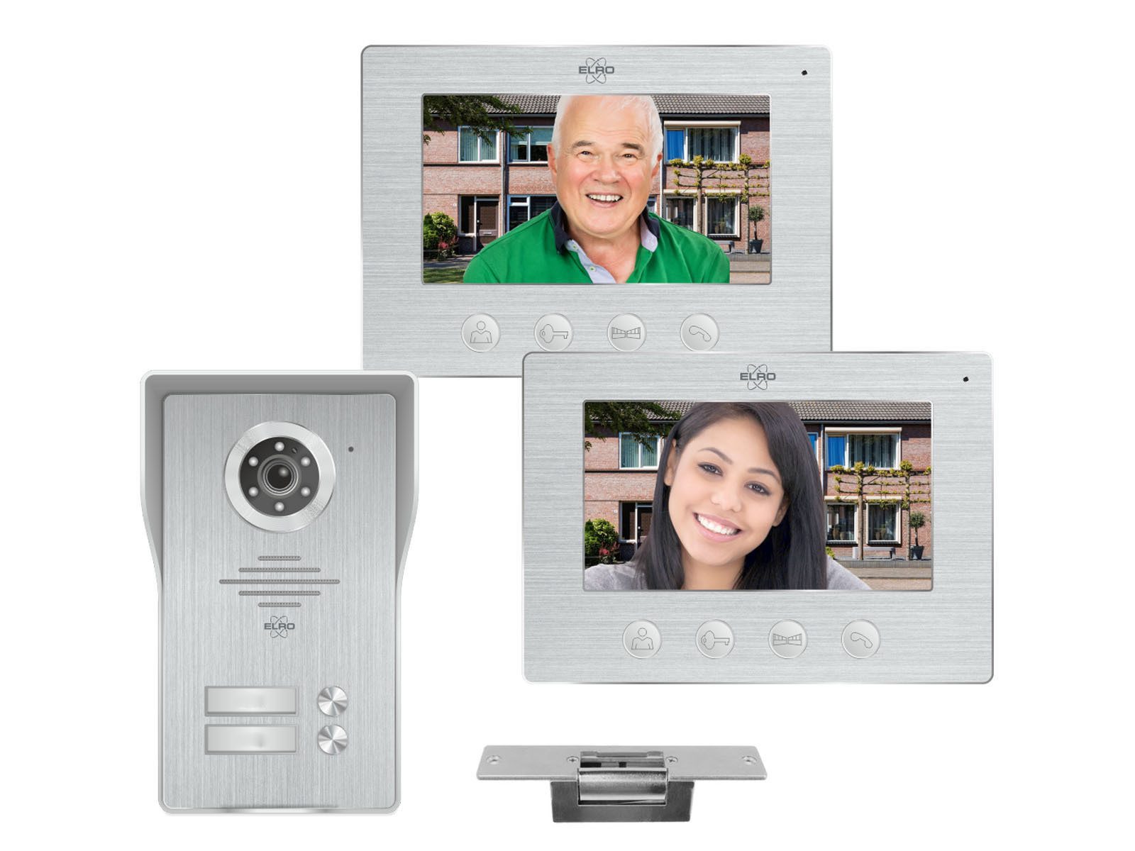 Elro Video-Türsprechanlage (Innenbereich, Außenbereich, IP Klingelanlage 2 Familienhaus, Tür-Klingel Sprechanlage mit Kamera)