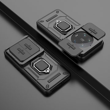 Wigento Handyhülle Für Xiaomi 14 Ultra Sliding Kamera TPU / PC Schutzhülle Ring Halterung