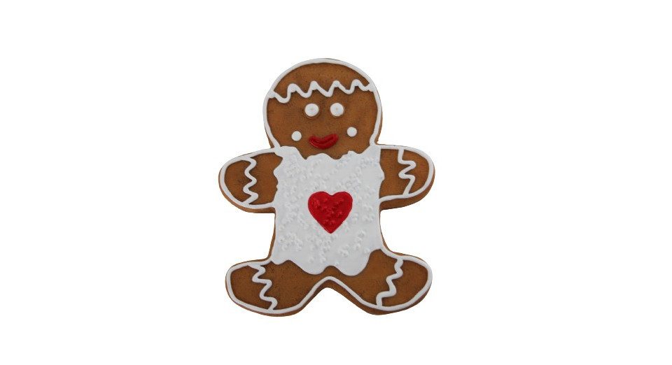Weihnachtsfigur Dekofigur Pfefferkuchenbaby braun-weiß 14,5 x 12 x