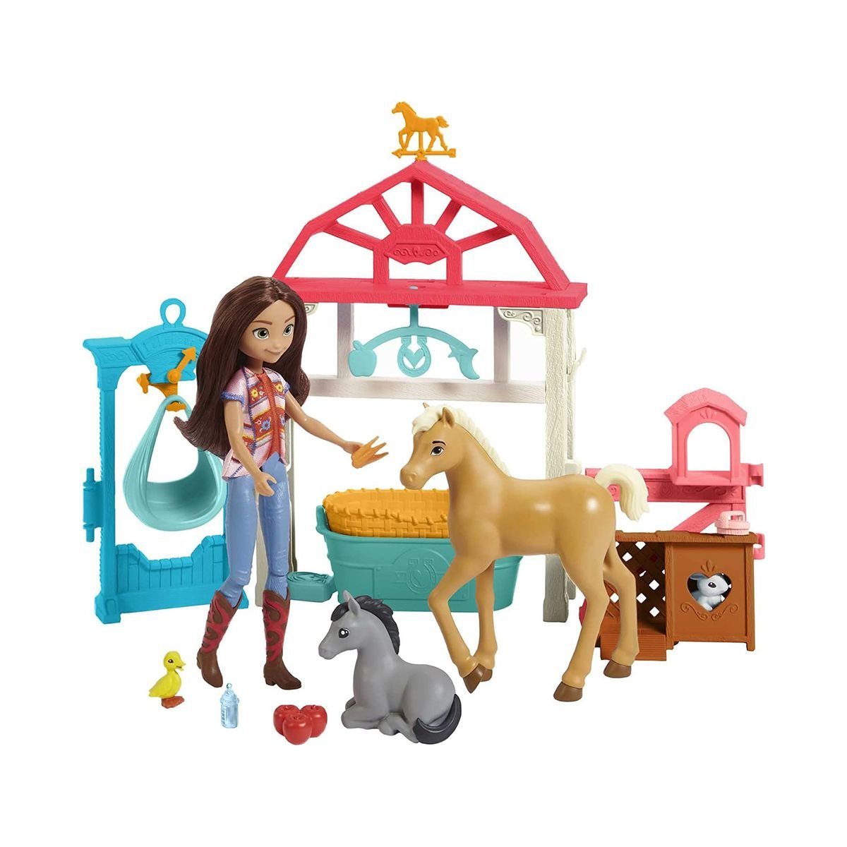 Mattel® Puppe Spirit HCH37 Spielset, mit - Luckys Mattel Tierbaby-Pflegestation - Spielwelt DreamWorks - Zubehör,