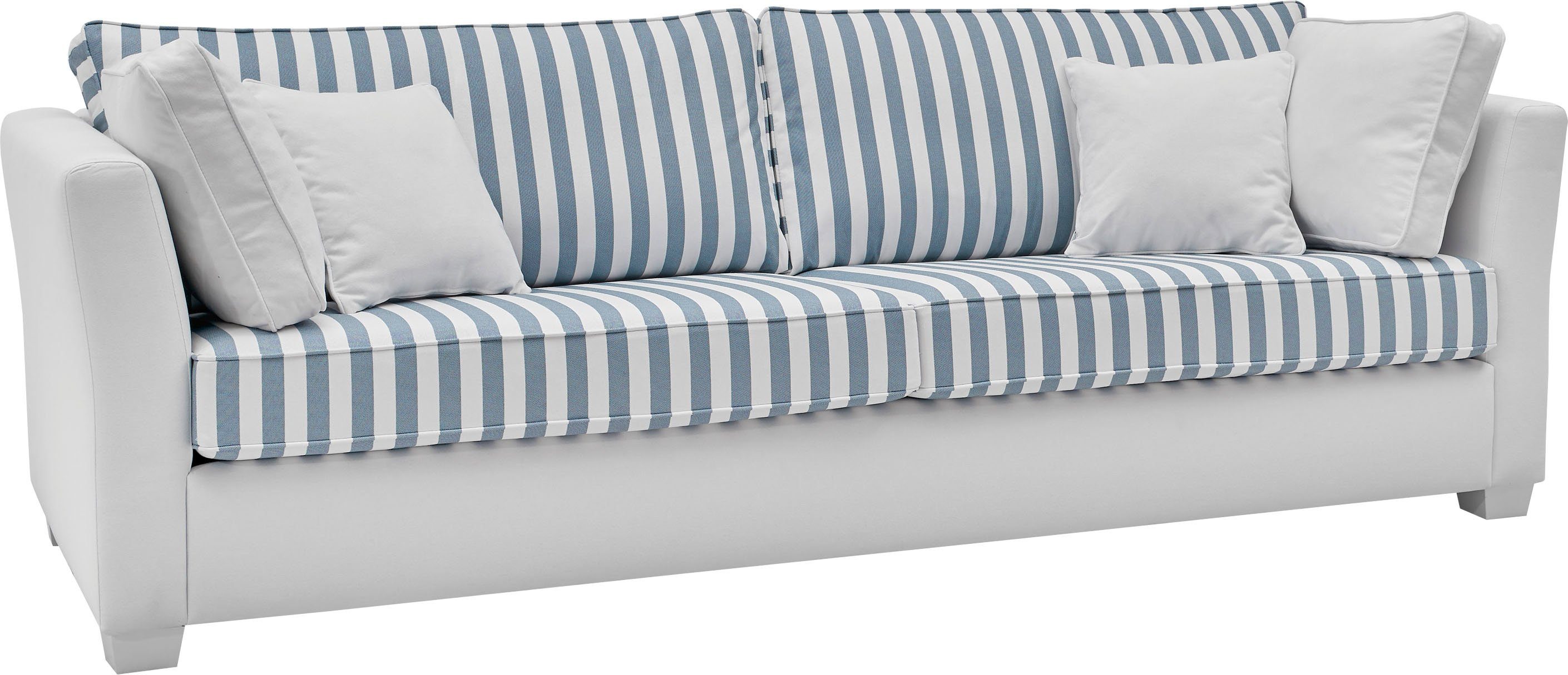 Home affaire 3-Sitzer CALIFORNIA, maritimer Landhausstil, in 3Breiten, mit Holzfüßen Weiß lackiert