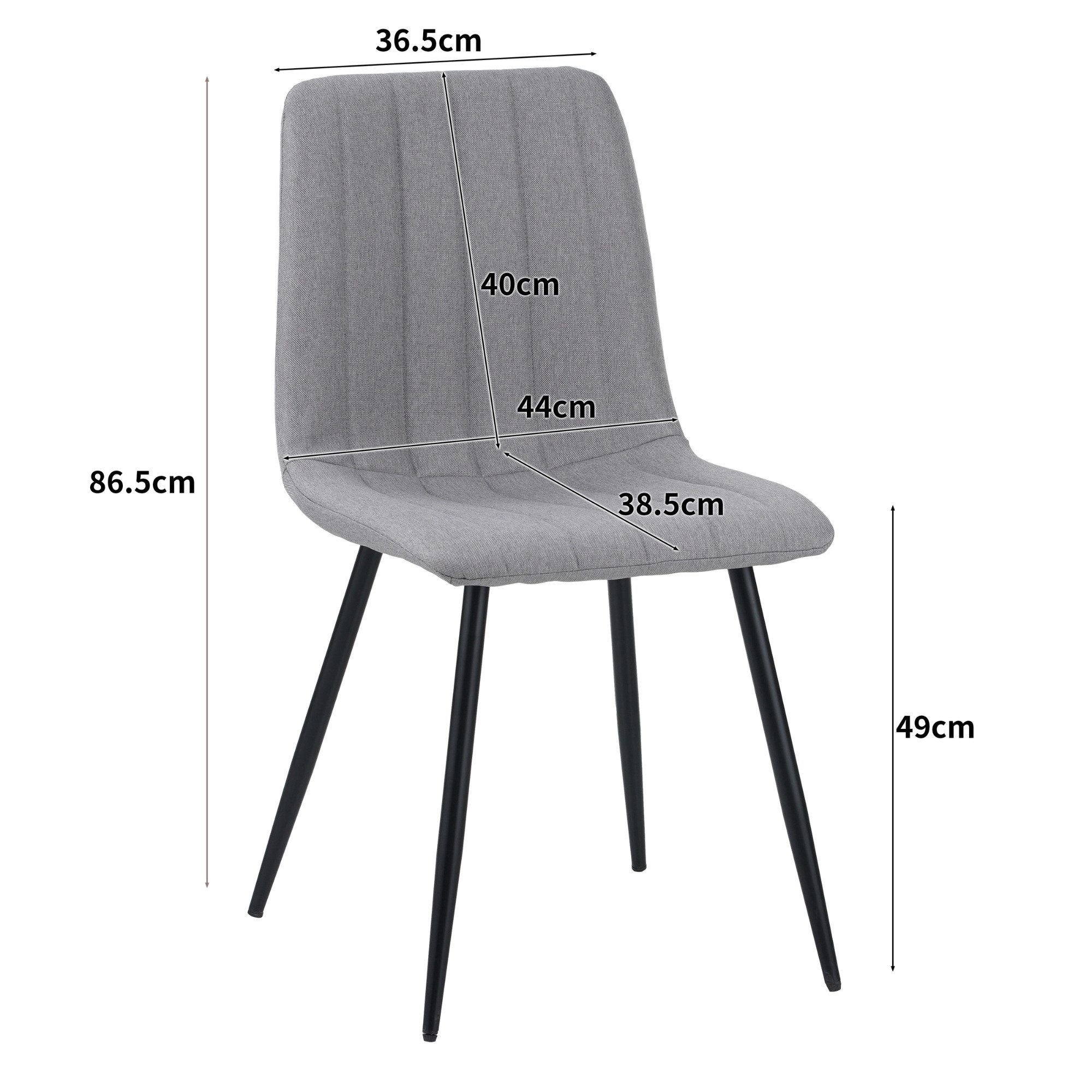 Albatros International Esszimmerstuhl Esszimmer Stühle 4 er Set GARDA, Stuhl Stühle Esszimmerstühle, Küche (4er Set, Grau, Stoff Bezug), Küchenstuhl Küchenstühl – Bild 5 von 5