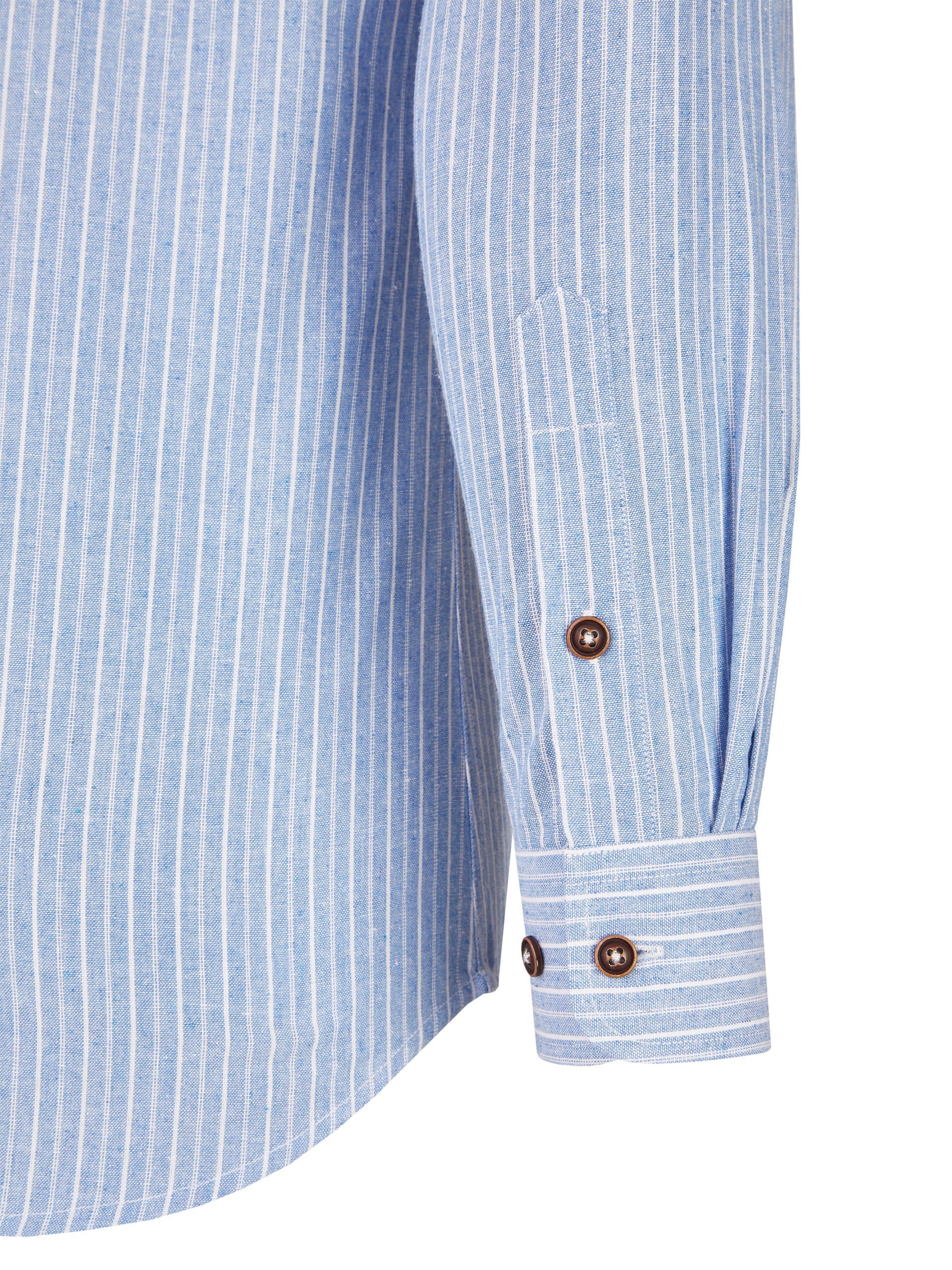Almbock Trachtenhemd Herrenhemd Florian hellblau-weiß-gestreift