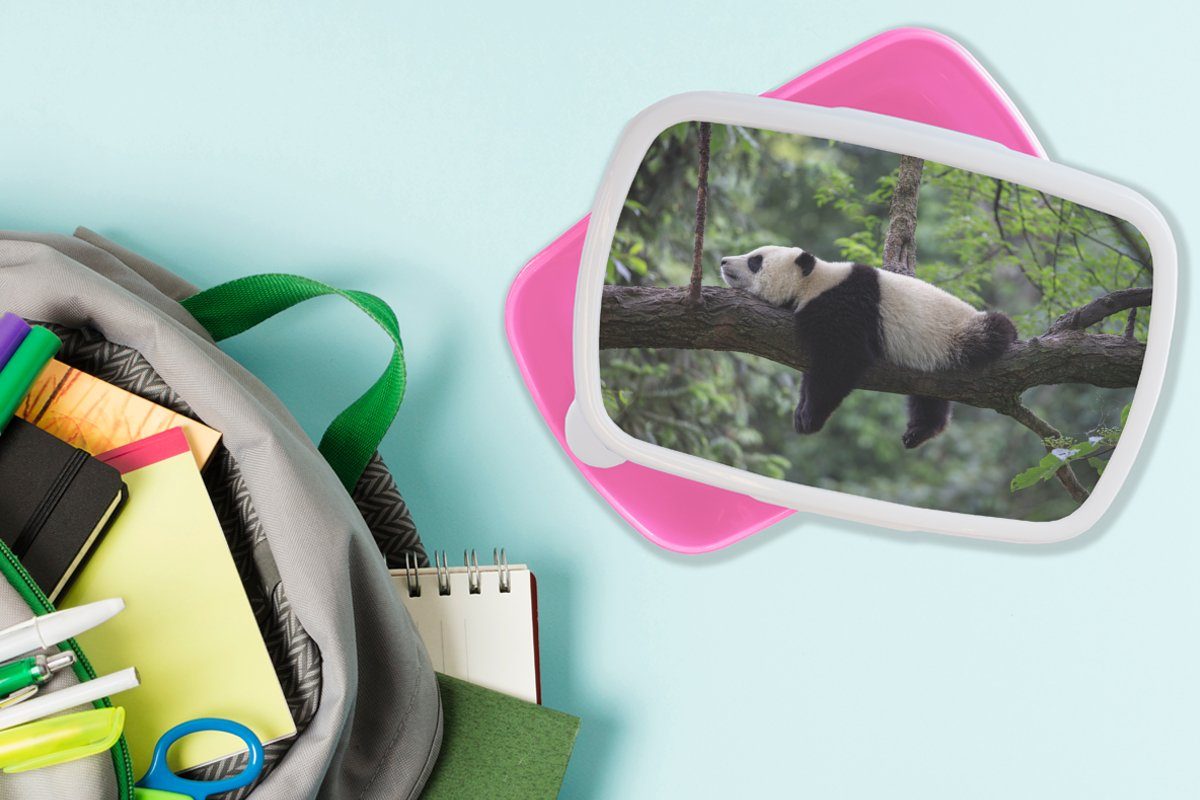 Baum Mädchen, für Panda Brotbox Erwachsene, Snackbox, - Natur, Brotdose Kunststoff rosa Tiere Lunchbox Kinder, (2-tlg), MuchoWow Kunststoff, - -