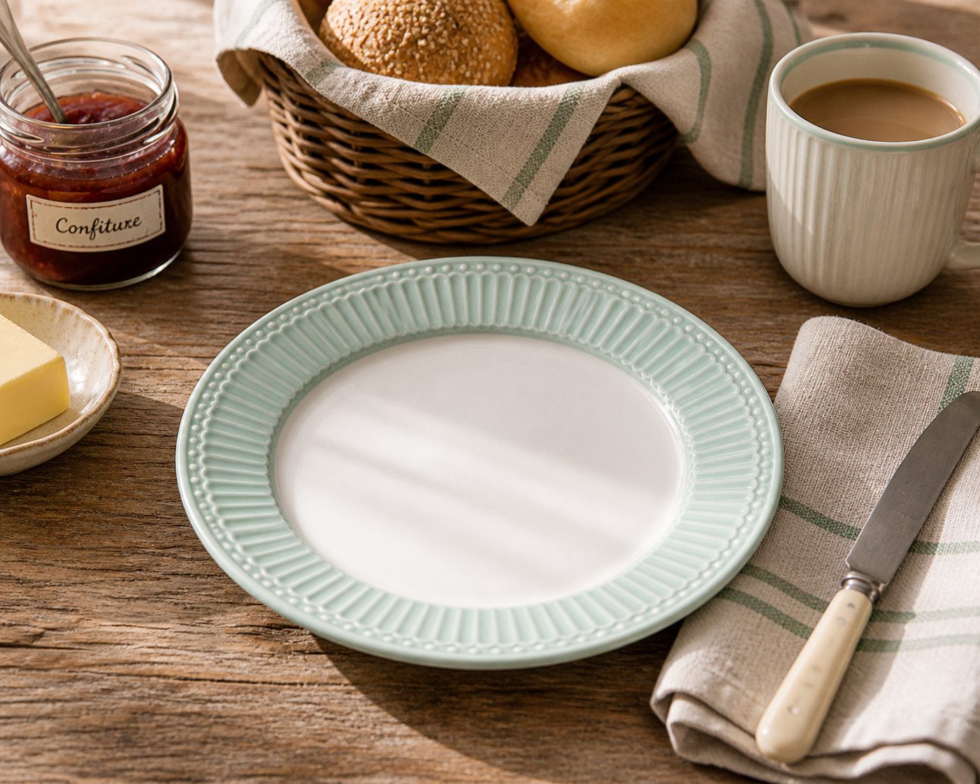 Greengate Frühstücksteller GreenGate Frühstücksteller Alice kühle Minze (23 cm)