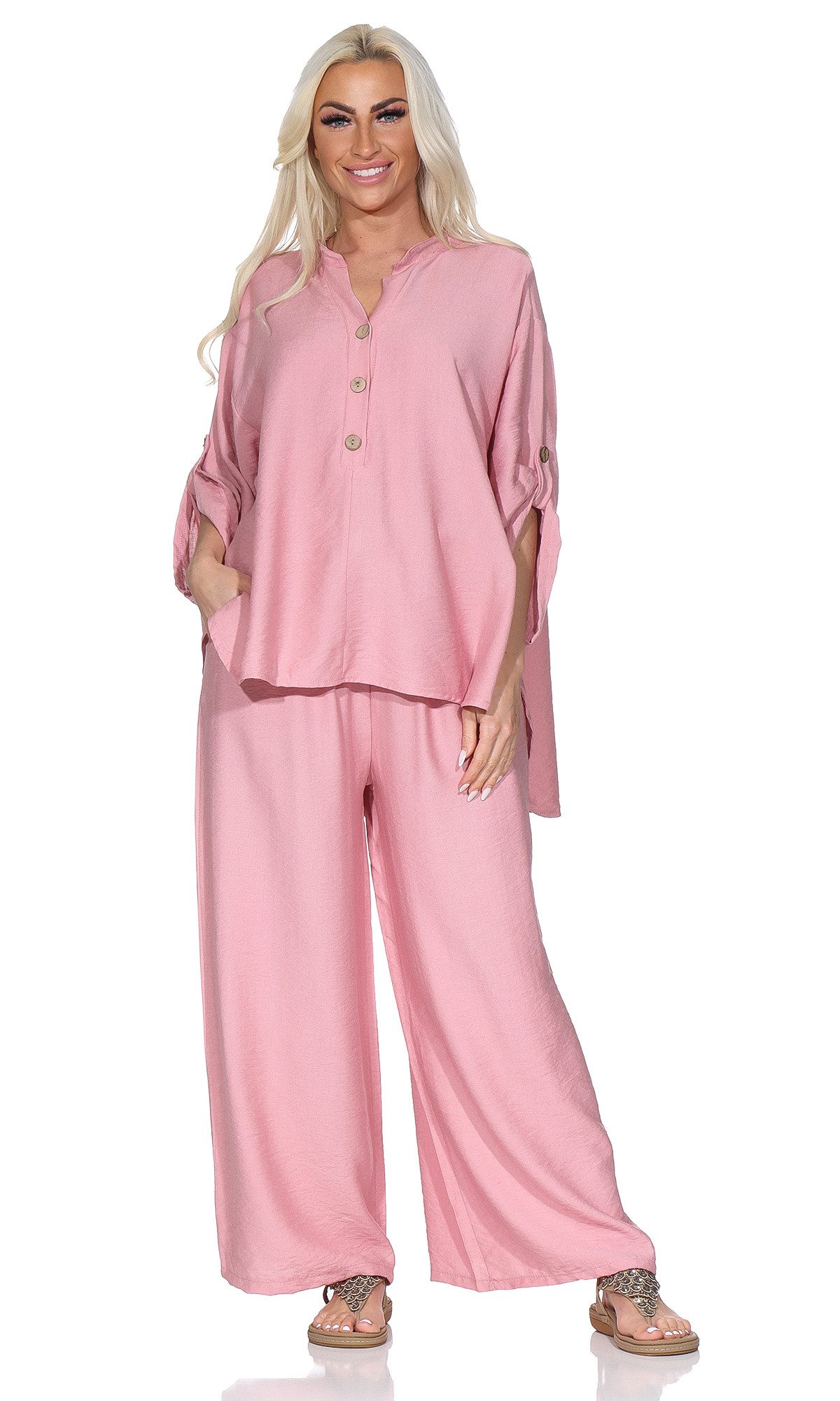 Culotte Damen Sommer Bluse Tunika mit Culotte Schlupfhose