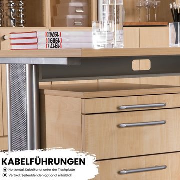 bümö Schreibtisch Serie-N - Arbeitshöhe: 72 cm, Quadrat: 80 x 80 cm - Dekor: Nussbaum