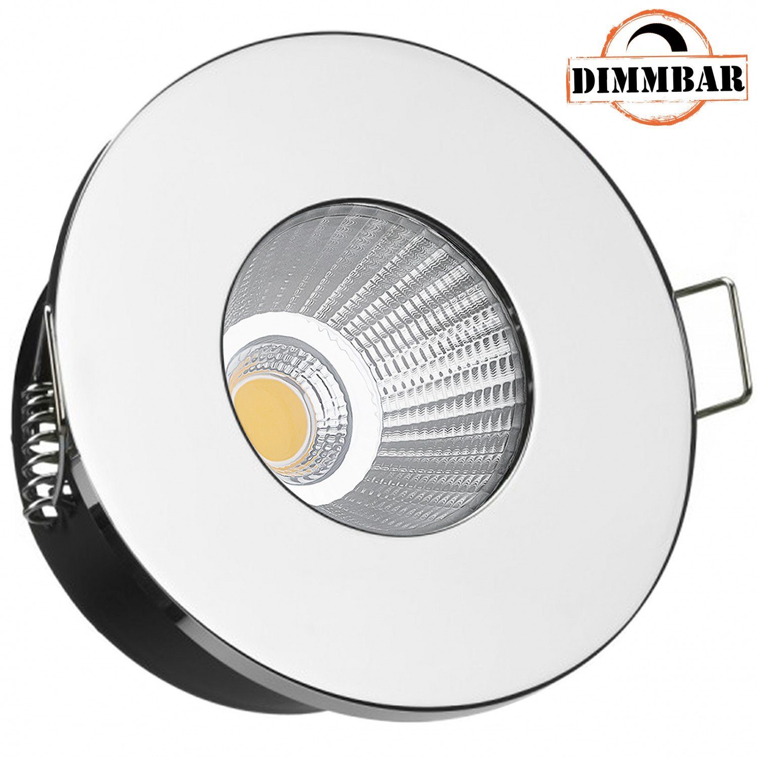 LEDANDO LED Einbaustrahler IP65 LED Einbaustrahler Set extra flach in chrom mit 6,5W Leuchtmittel