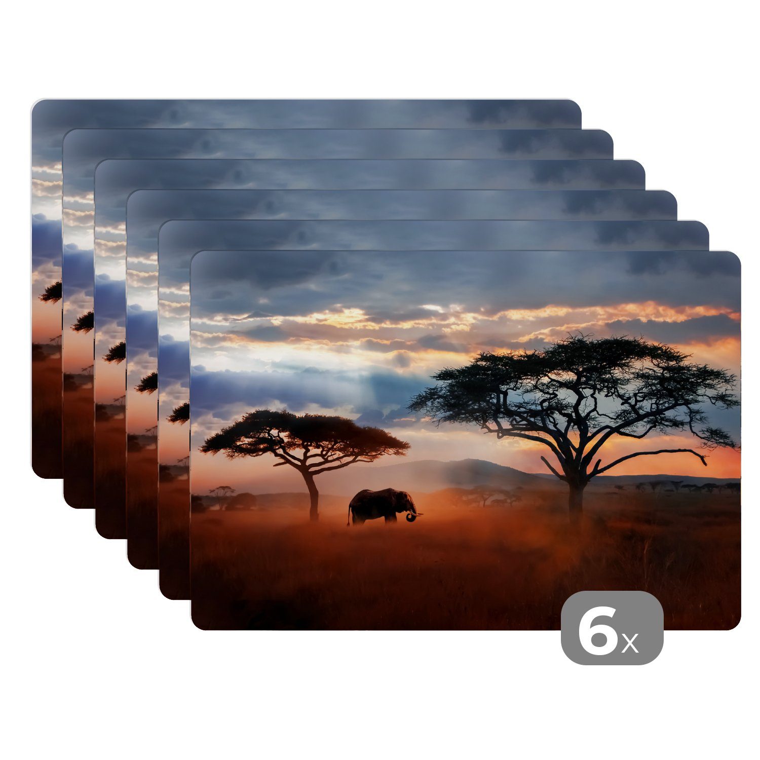 Platzset Elefant - Baum - Berg - Afrika