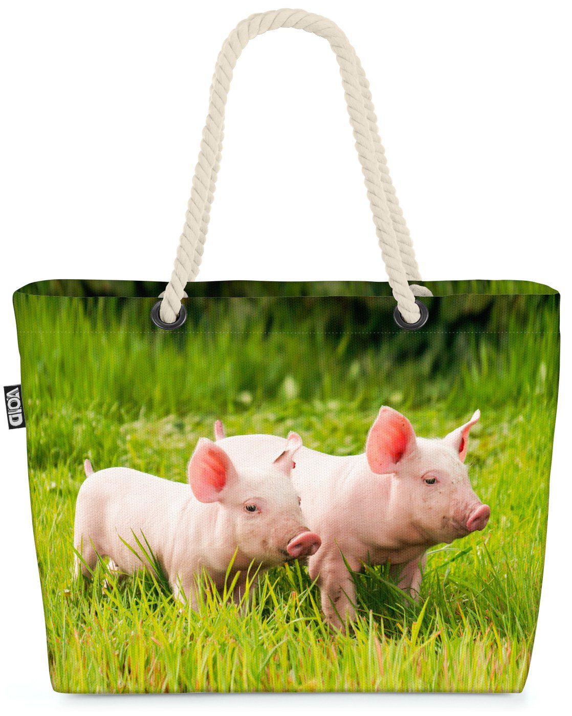 VOID Strandtasche (1-tlg), Ferkel Garten Beach Bag Schweine Bauern Bauernhof Tiere Zoo Farmer Landhaus